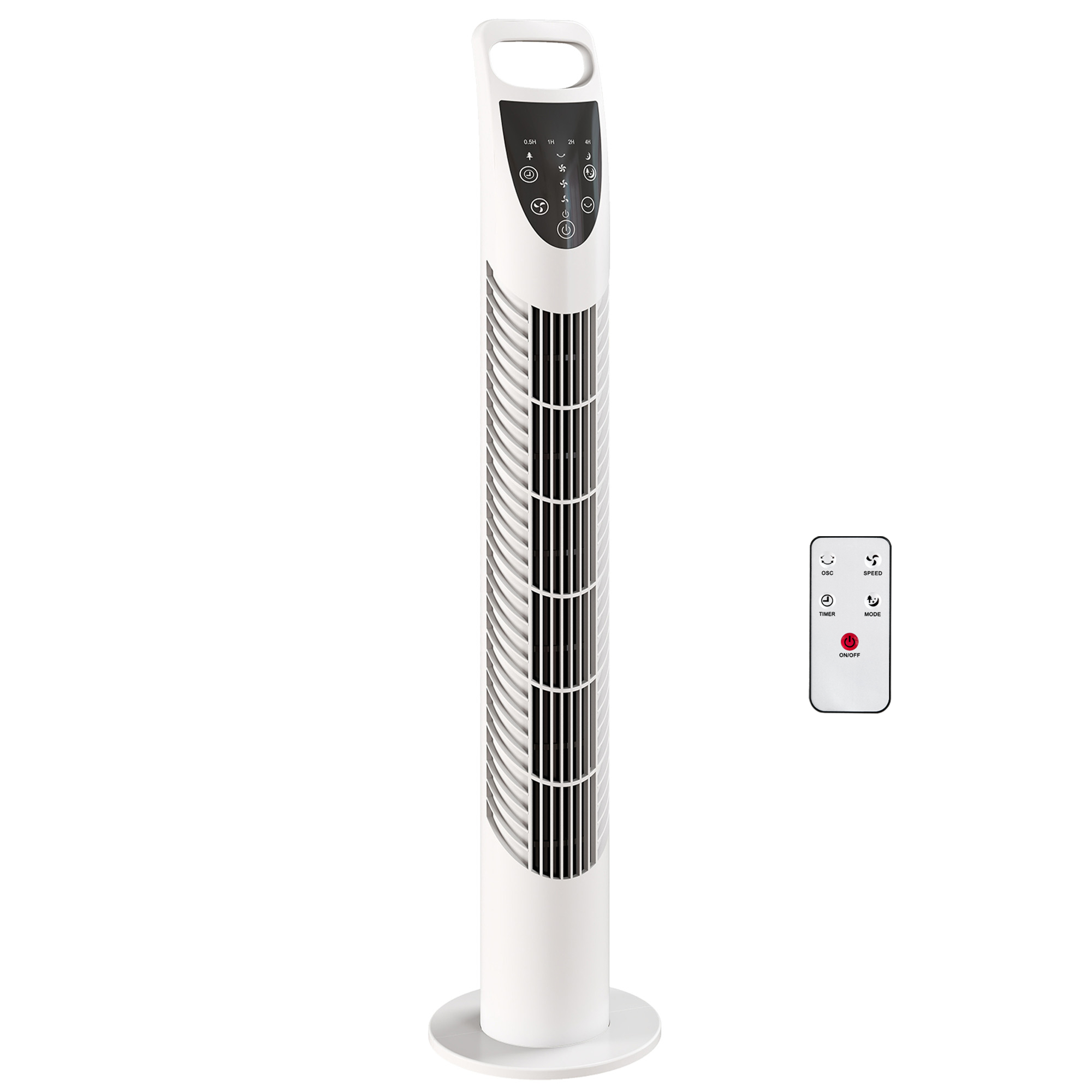 HOMCOM Tower Fan Oscillating 3 Speeds 3 Winds 40W w/ RC Timer Quiet - White