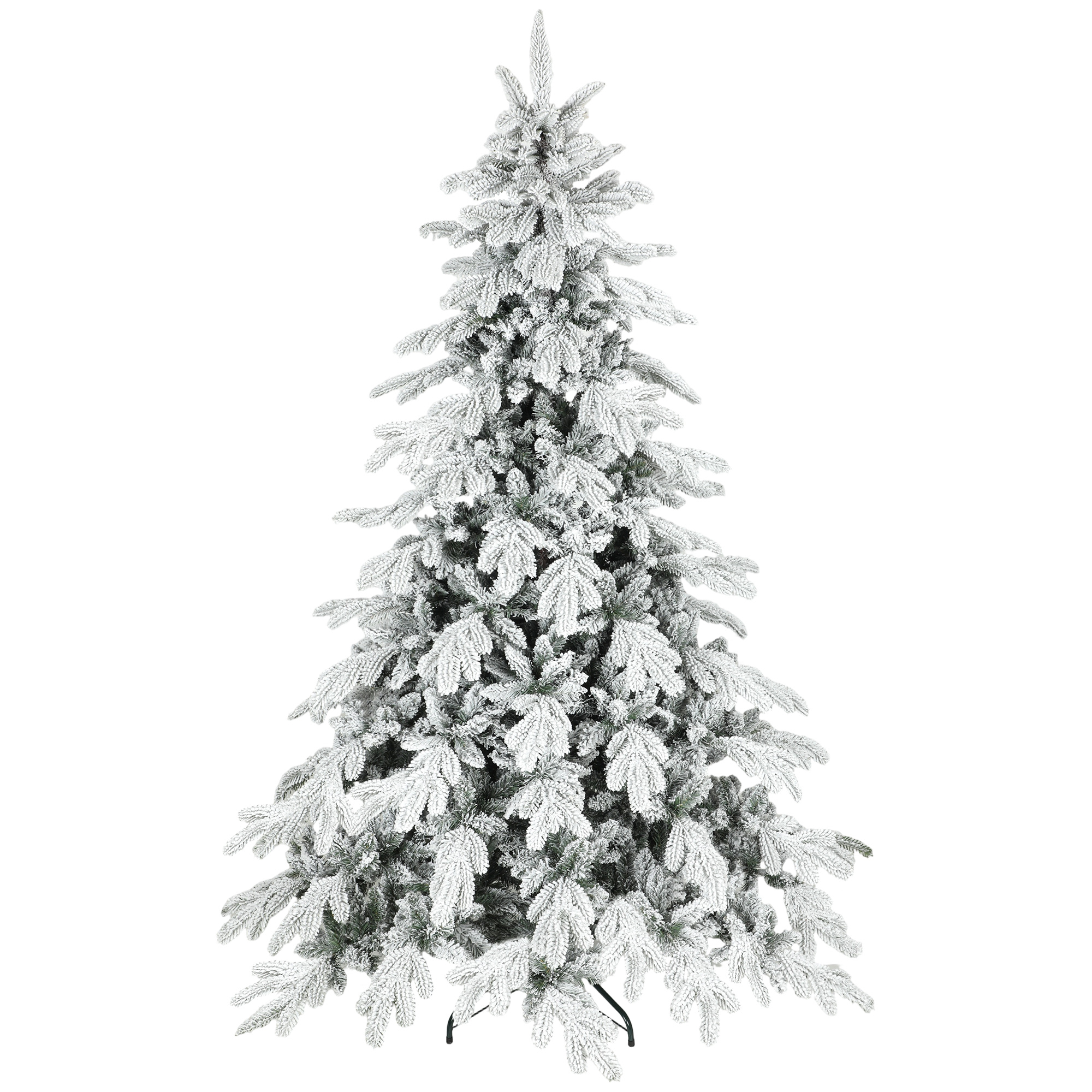 HOMCOM 7ft Super Flocked Christmas Tree - Green/White