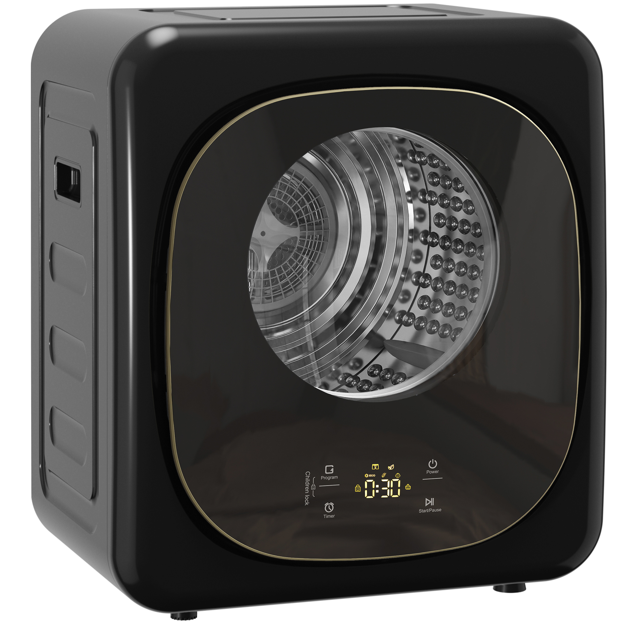 HOMCOM 4kg Vented Tumble Dryer with 5 Drying Mode, 800W Compact Freestanding Front Tumble Dryer Black