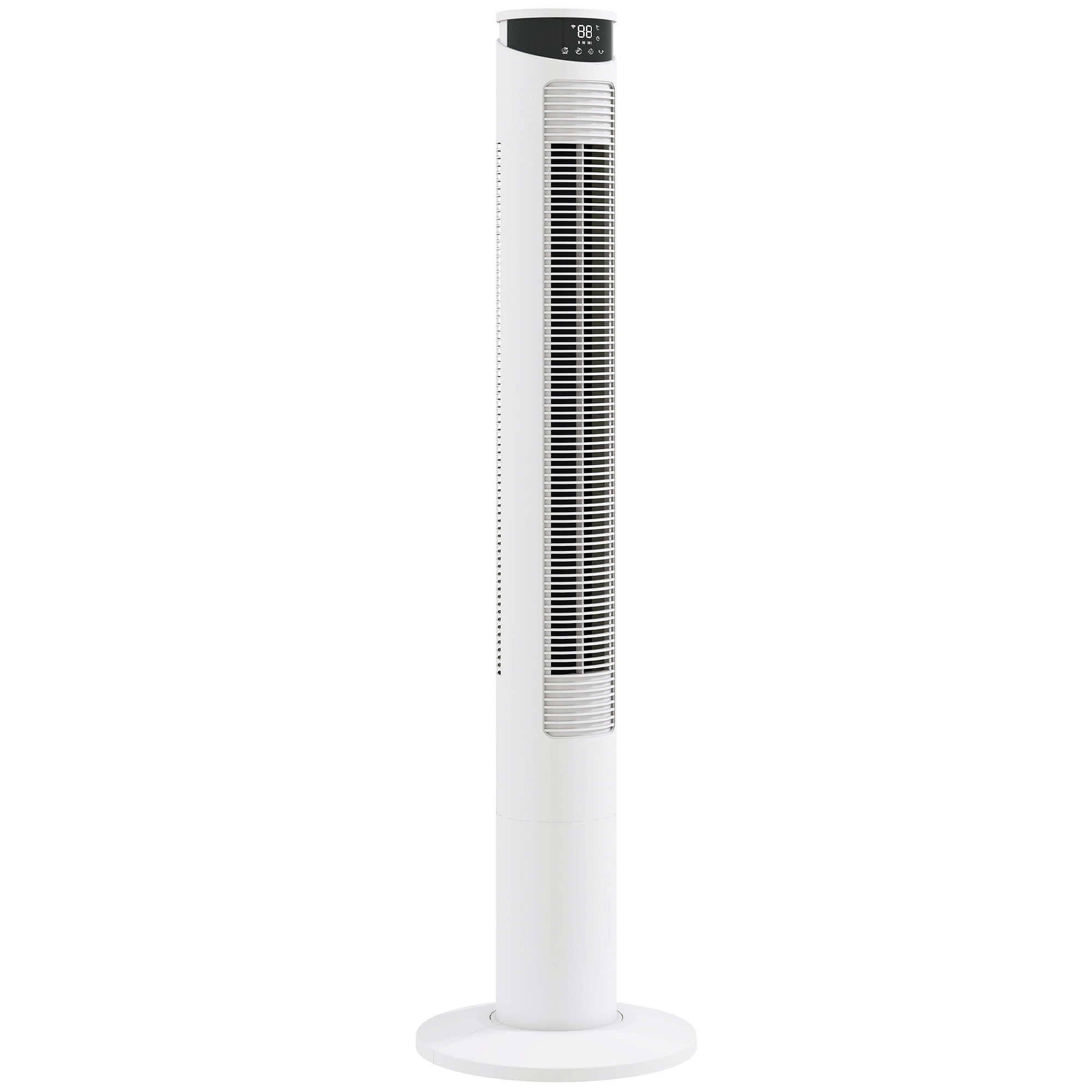 HOMCOM Tower Fan with WiFi Control Standing Floor Fan with Remote Control 116 cm White