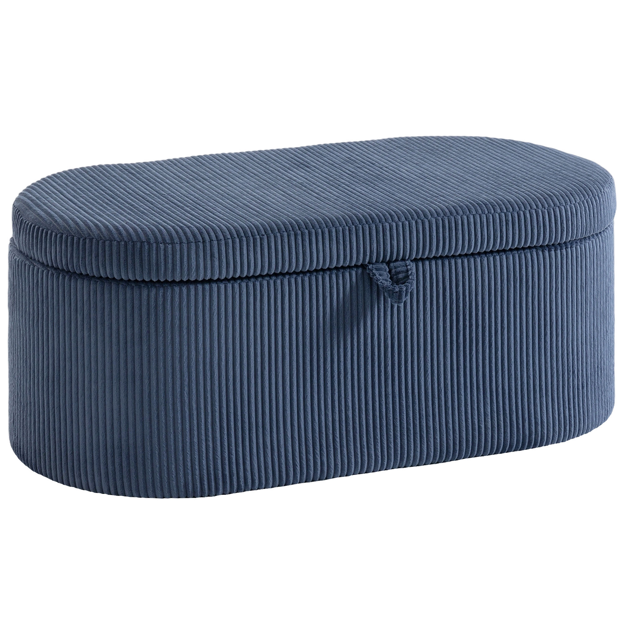 HOMCOM Storage Ottoman, Corduroy Upholstered Ottoman Storage Box with Padded Seat, 105 x 51 x 49 cm, Blue