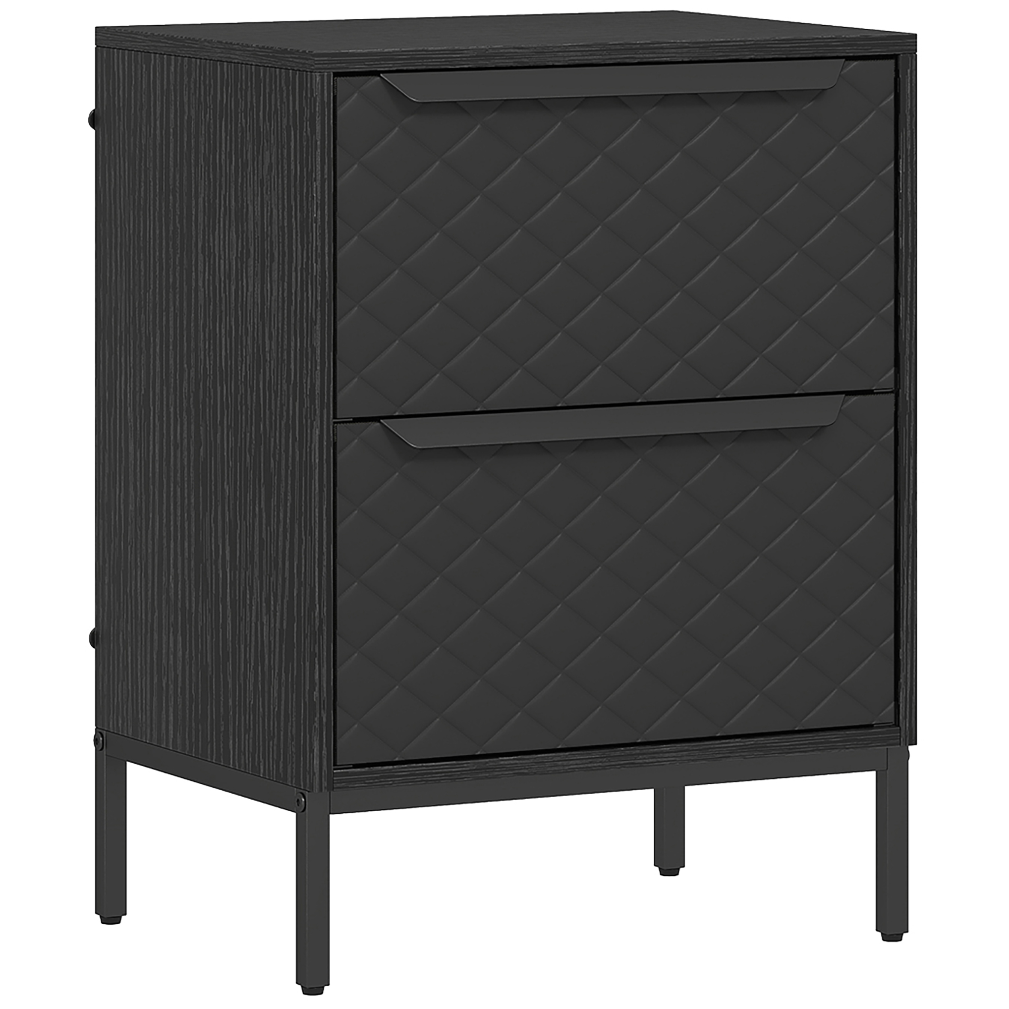 HOMCOM Chest of Drawers, Dresser with 2 Fabric Drawers and Aluminium Handles - Black