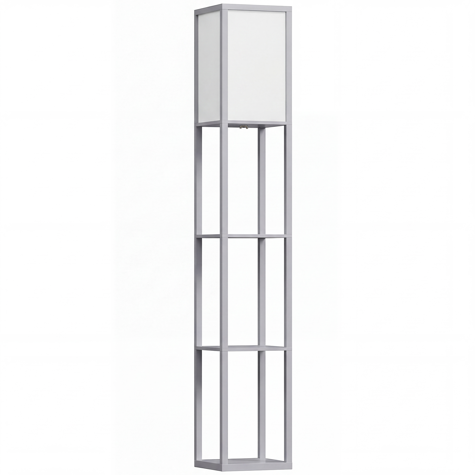 HOMCOM 3-Tier Floor Lamp, Floor Light w/ Storage Shelf, Reading Standing Lamp for Living Room, Bedroom, Office, Dorm, 160cm, Grey   Aosom UK