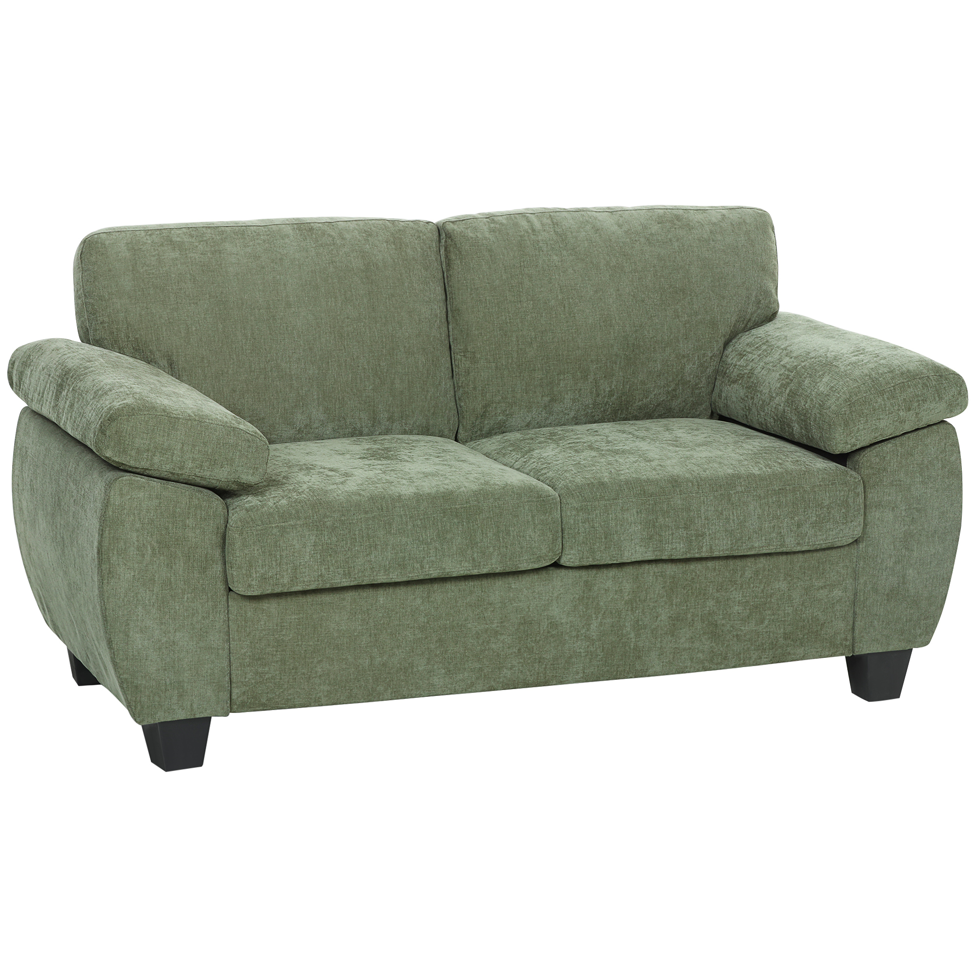 HOMCOM 2 Seater Sofa, 156cm Chenille Loveseat Sofa, Dark Green