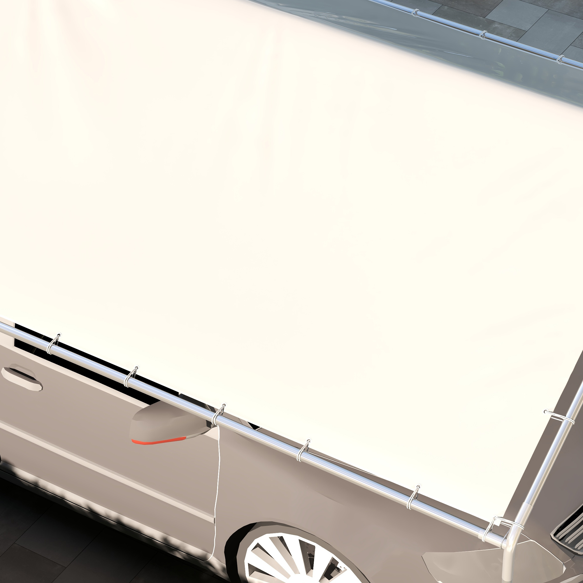  Acoperis pentru garaj 10 x 20ft, inlocuire copertina rezistenta la UV cu corzi elastice, alb [8]