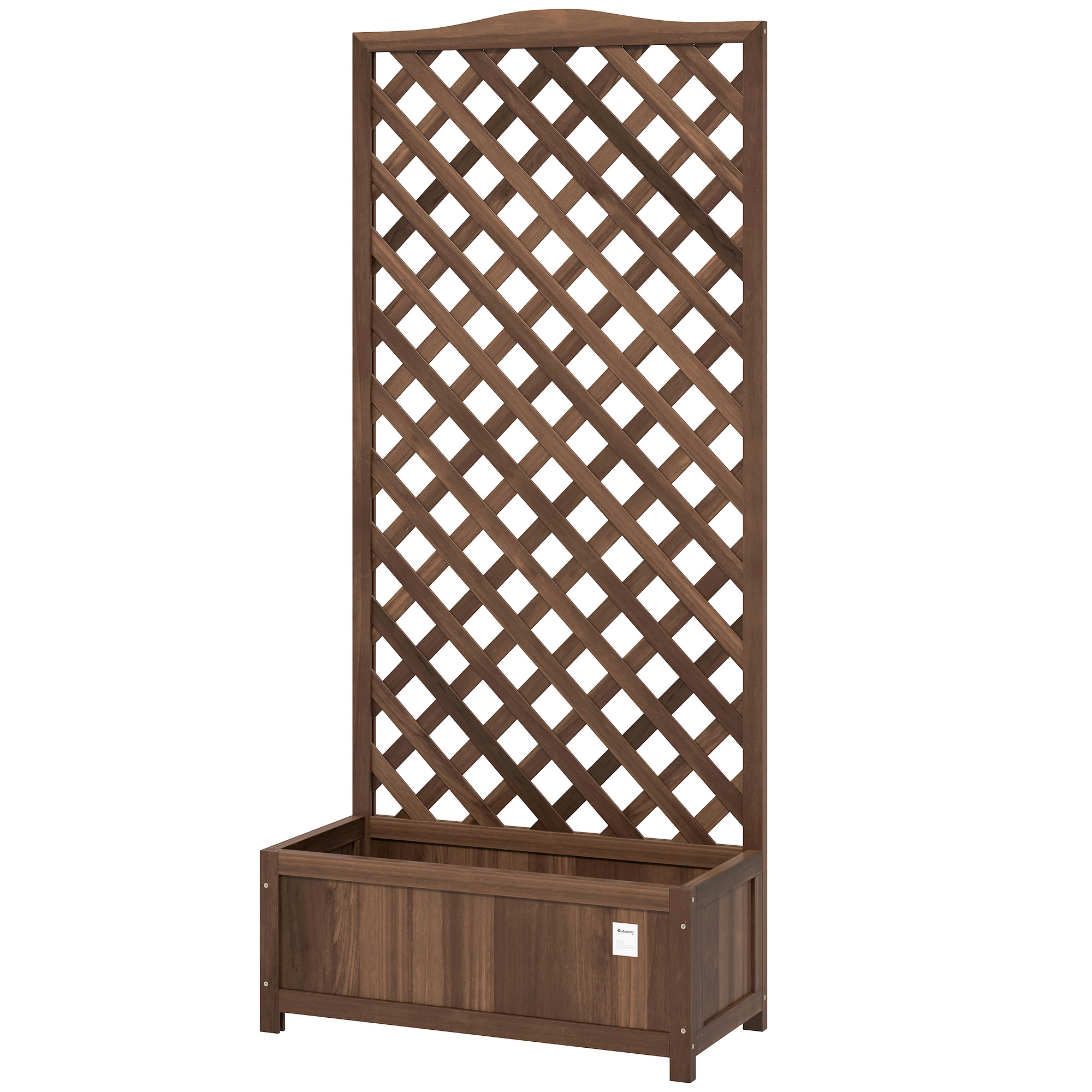 Outsunny Jardinière avec Treillis bac à Fleurs 76 x 36 x 170 cm Fond à Lattes Bois Sapin pré-huilé marron foncé