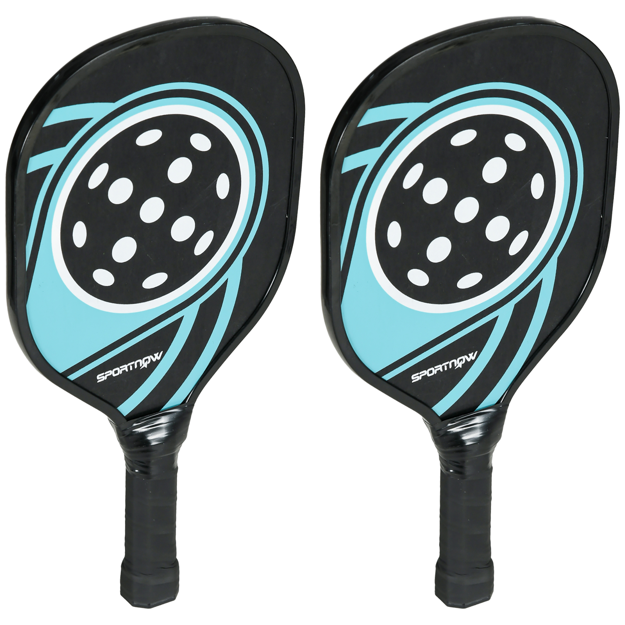 SPORTNOW Lot de 4 raquettes de pickleball ensemble de raquette de pickleball en bois de peuplier 4 balles et un sac bleu et noir