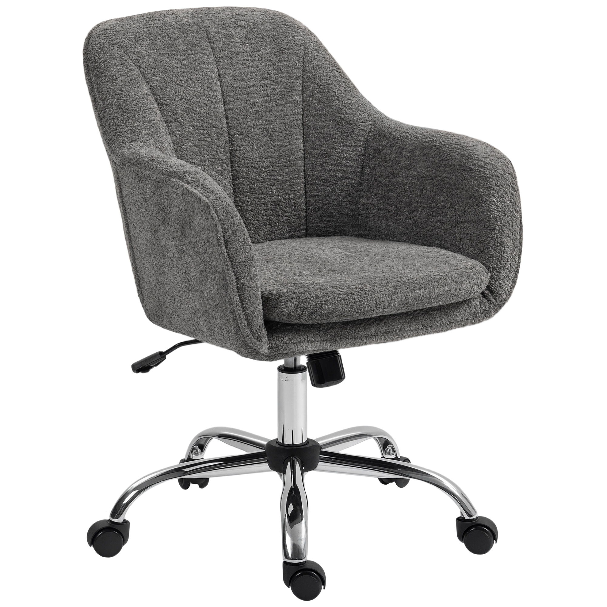 HOMCOM Chaise de bureau, fauteuil de bureau ergonomique réglable en hauteur, siège pivotante, fonction de bascule, gris