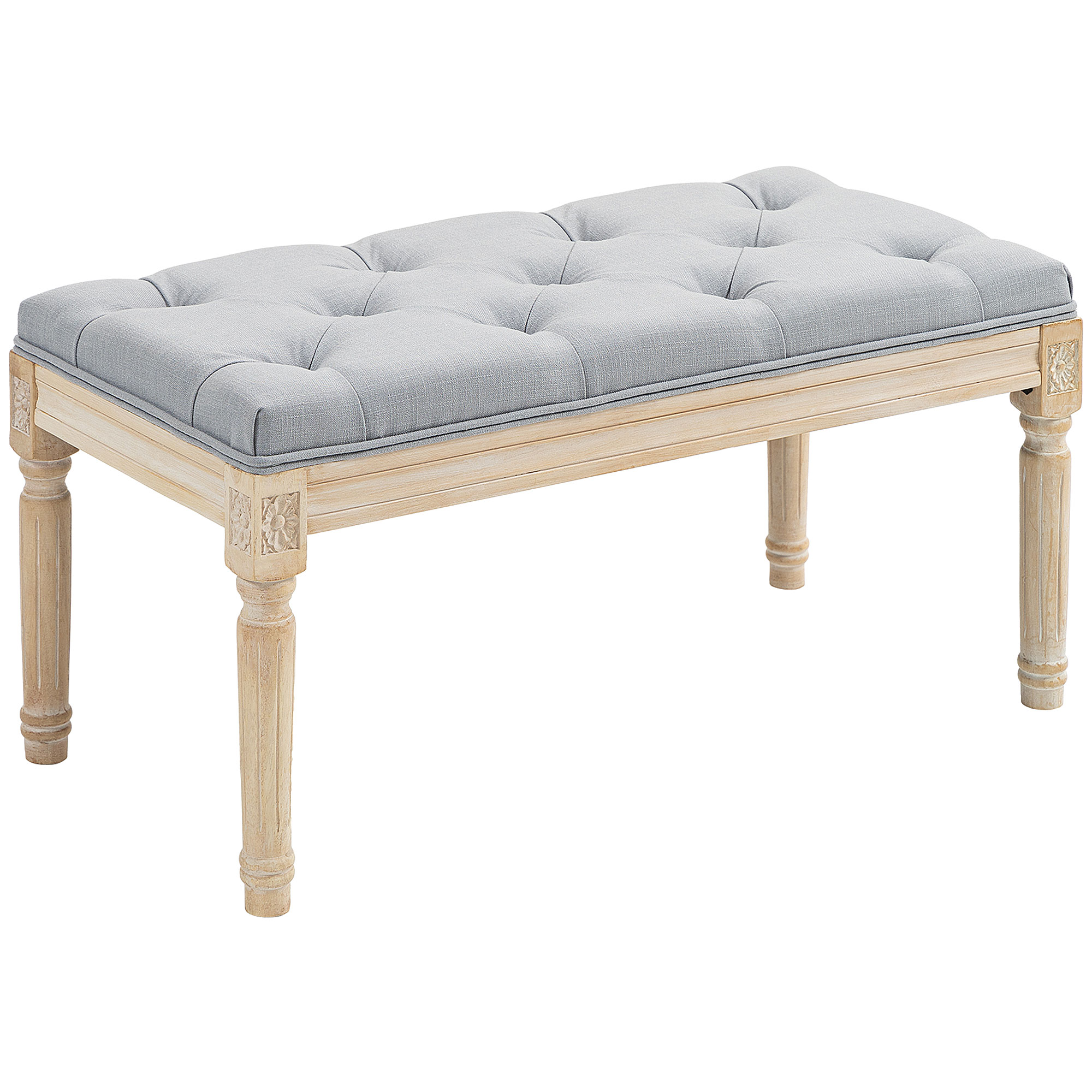 HOMCOM Banco de Cama Acolchoado com Linho Sintético Vintage