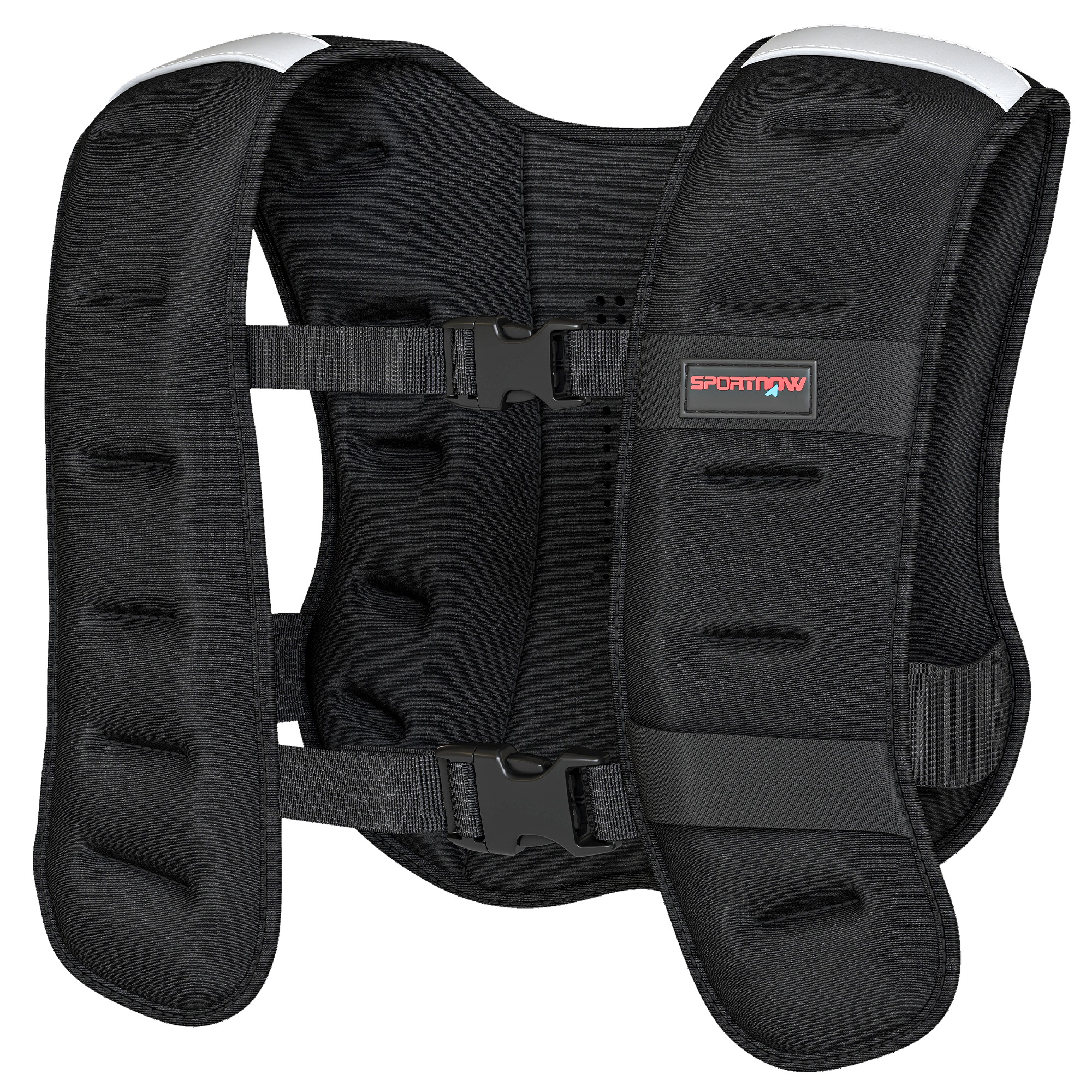 SPORTNOW Gilet lesté 5 kg veste lestée respirant avec sangles réglables et bandes réfléchissantes en sable de fer 43 x 33 cm noir