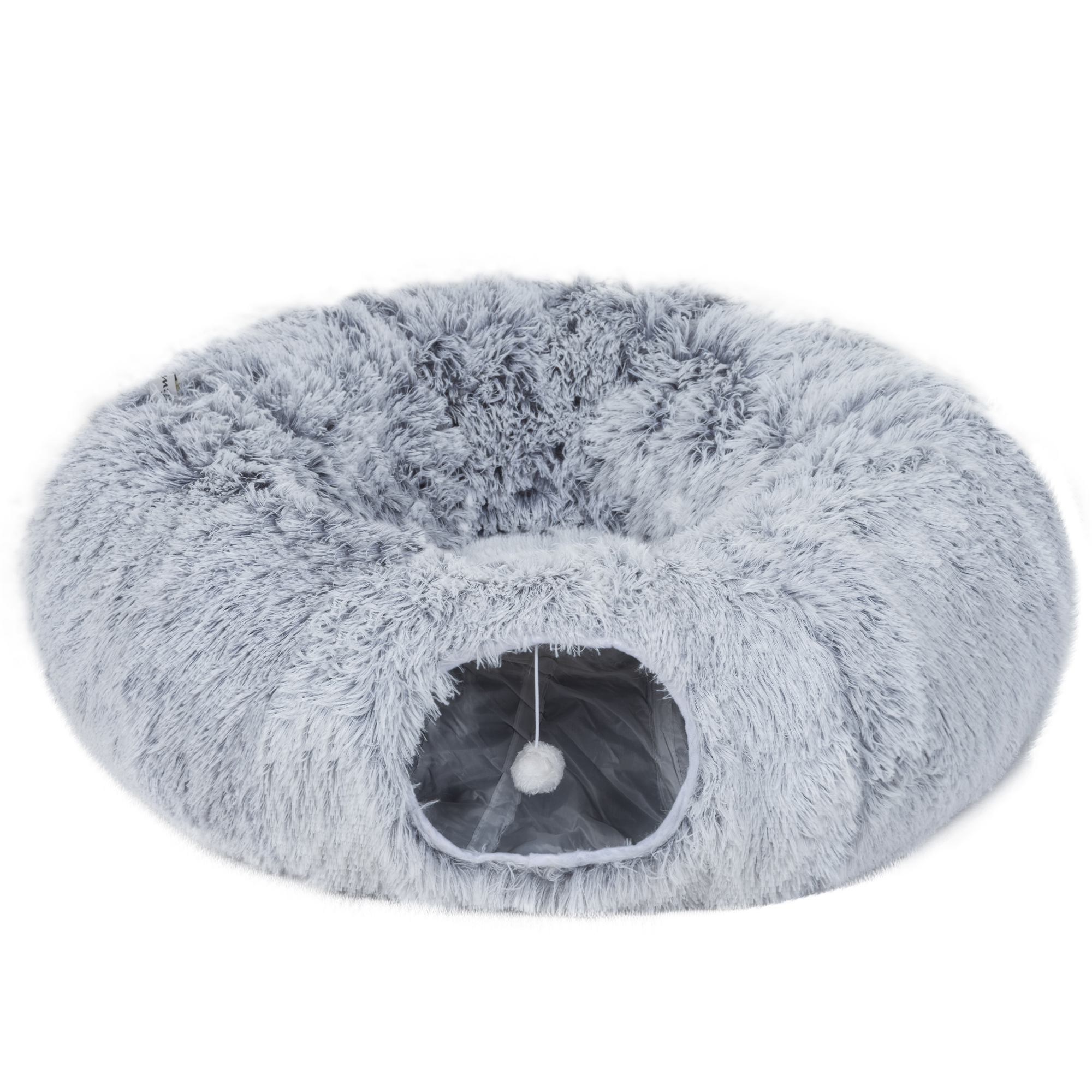 Comparer les prix de PawHut Tunnel pour Chat Intérieur avec Lit de Chat en Forme de Donut, Coussin Circulaire Lavable, 90x80x27cm, Gris Clair