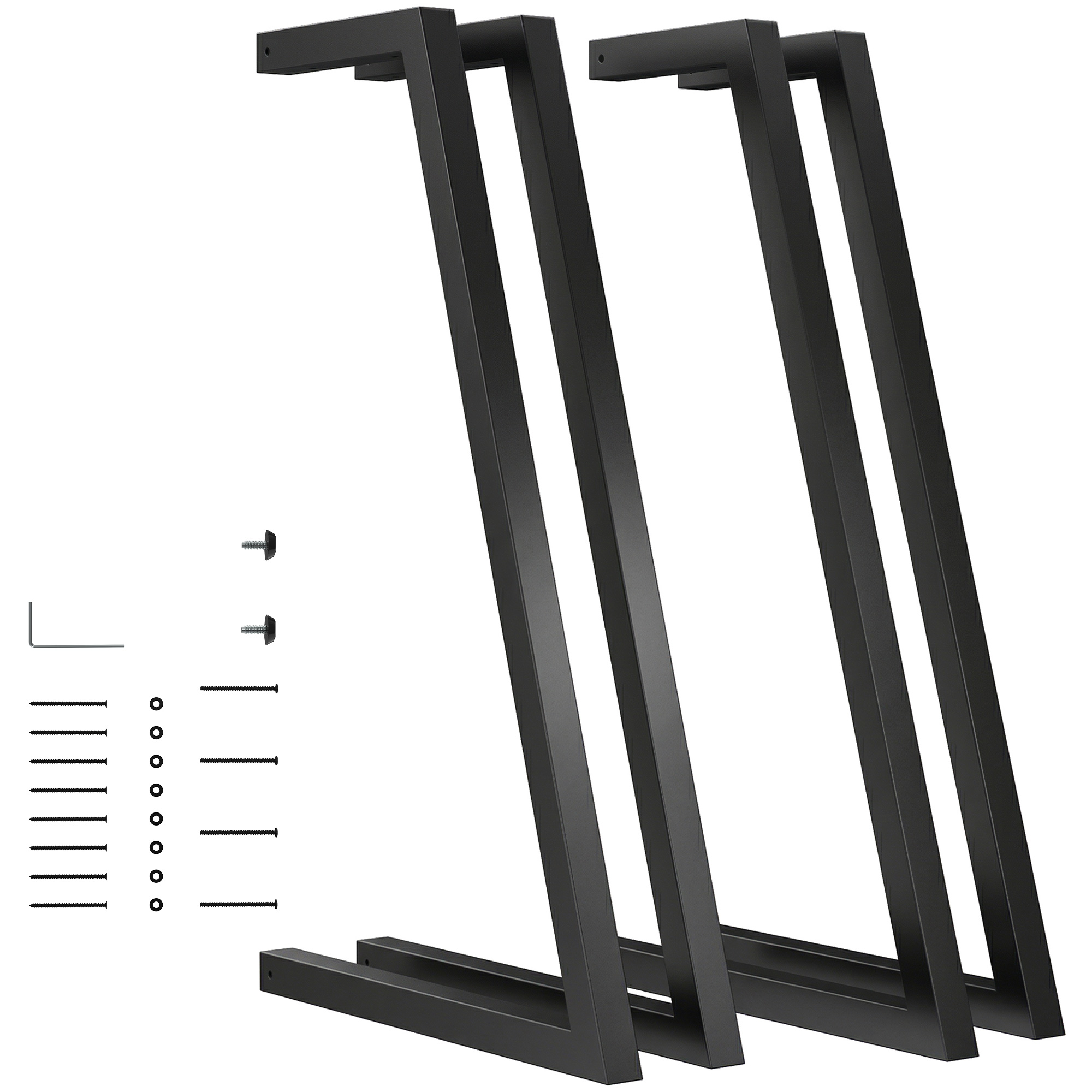 HOMCOM Jeu de 4 pieds de table carrés industriels pour meubles avec patins réglables 43x3x72 cm Noir