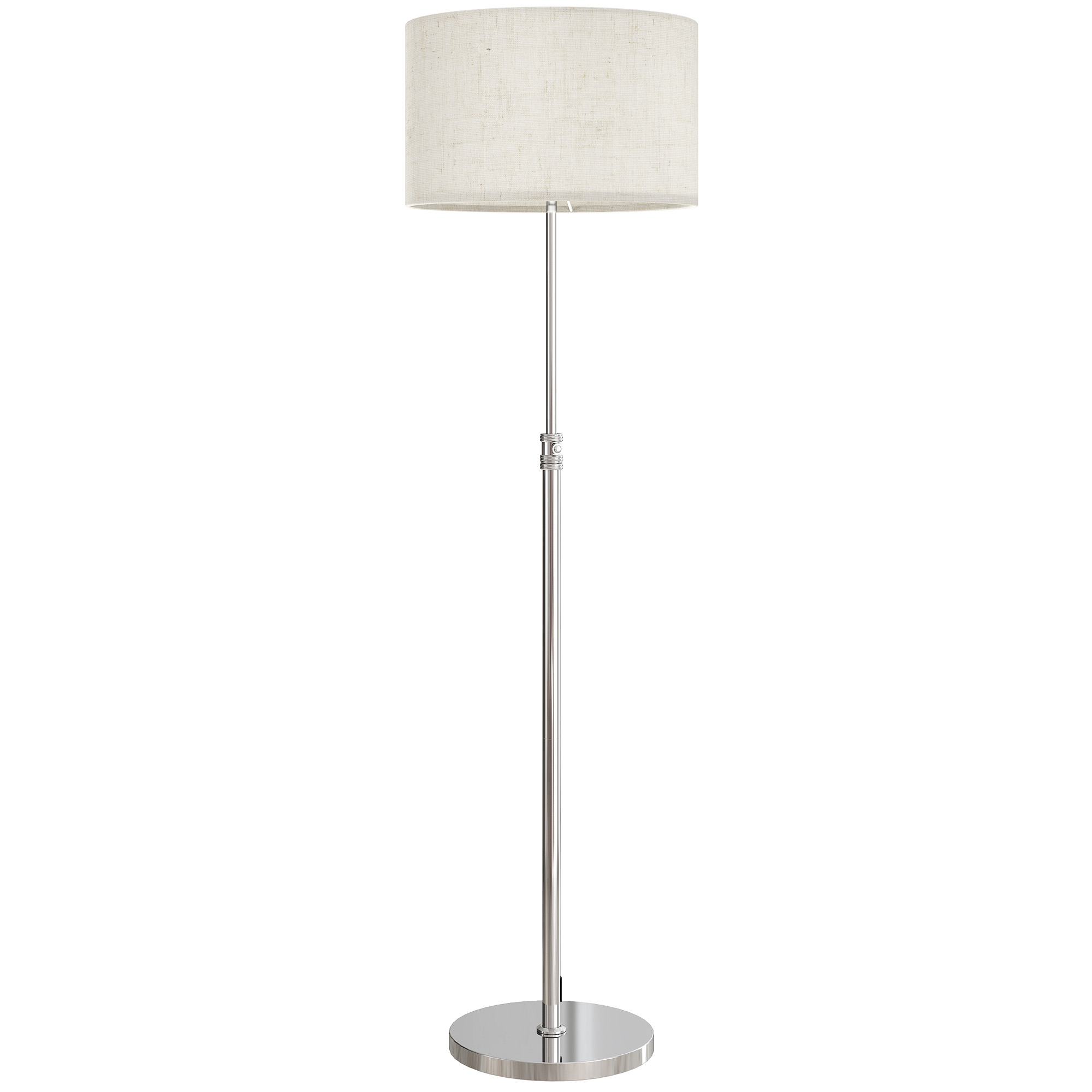 HOMCOM Floor Lamp with Remote, Height Adjustable Standing Lamp with Linen Shade, Dimmable with 3000K-6000K Adjustable Colour Temperatures, Foot Switch for Living Room Bedroom Office, Silver Tone