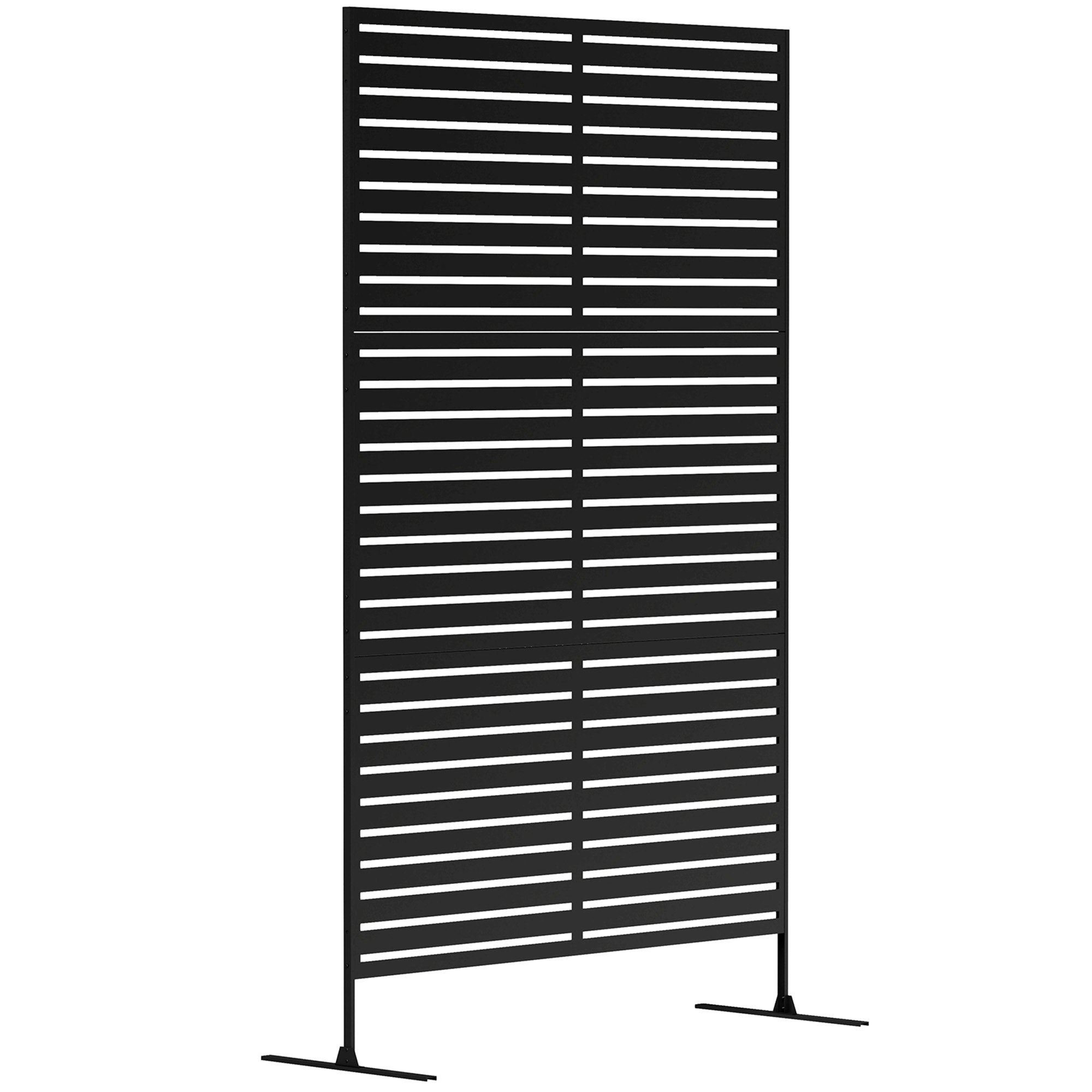 Outsunny Zewnętrzny Parawan Metalowy, Design z Lameli, Dekoracyjny Parawan Rozdzielający na Taras, Ogród, Balkon, Czarny