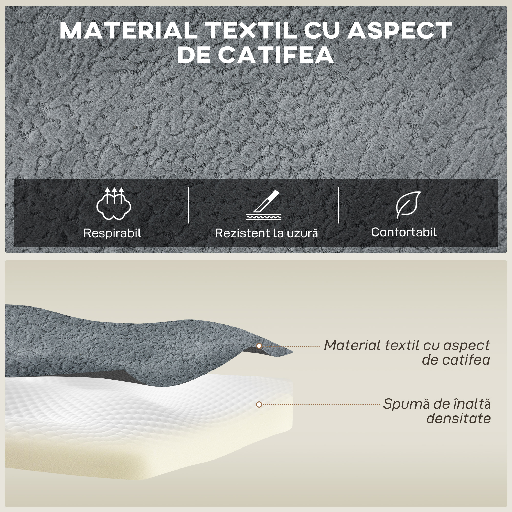  Coltar Modular 4 Locuri Fara Structura, sezut Spatios si Adanc, Coltar Componibil in Forma de U cu 2 Tabureti, Brate Largi si Perne, Catifea, 294x165x70 cm, Gri inchis [4]