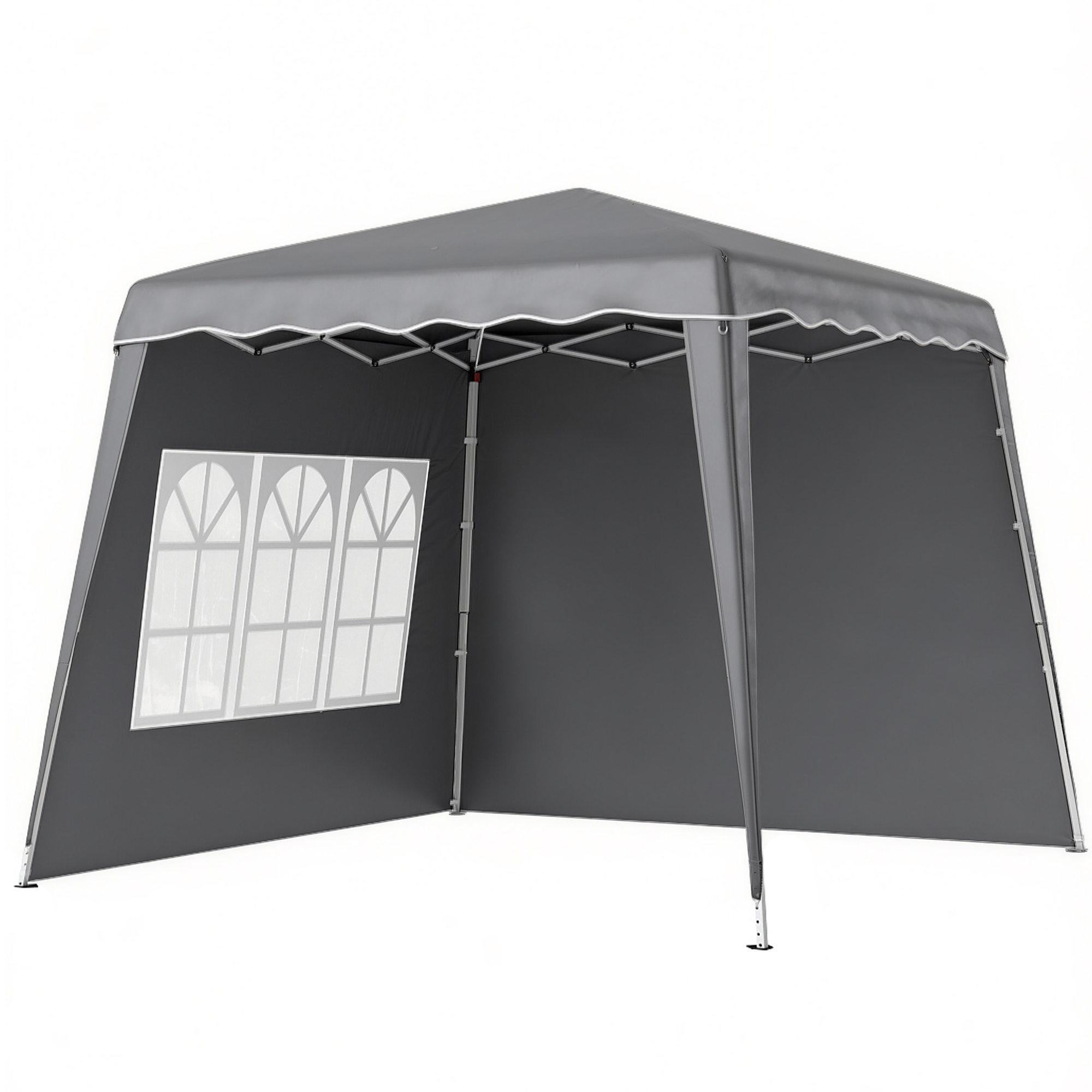 Outsunny Carpa Plegable Pop-up 2,89x2,89m Cenador Pabellón de Jardín con Paredes Laterales Altura Ajustable Protección UV50+ Gris