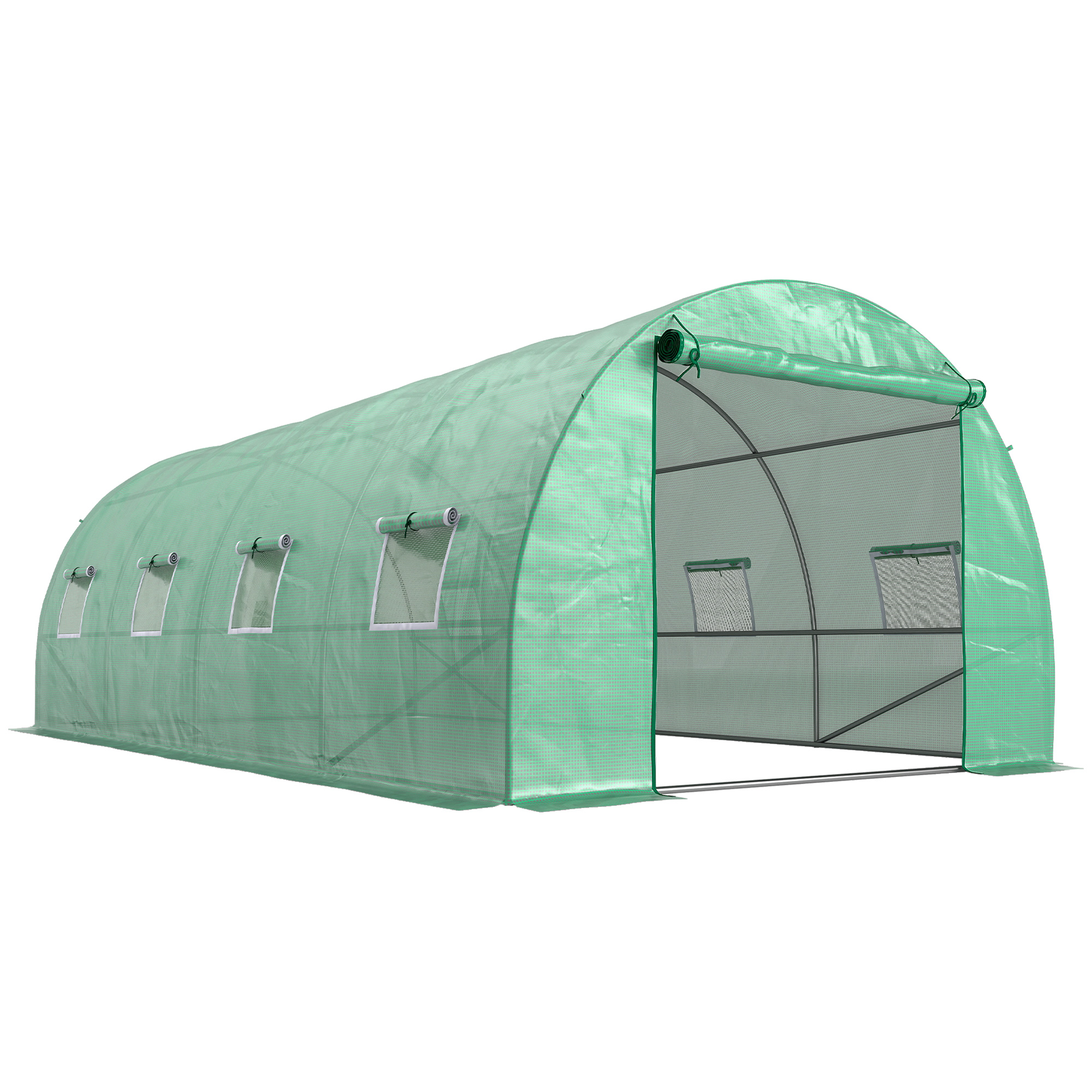 Outsunny Gewächshaus ca. 6 x 3 x 2 m Foliengewächshaus mit 8 Fenster, Rollt günstig online kaufen