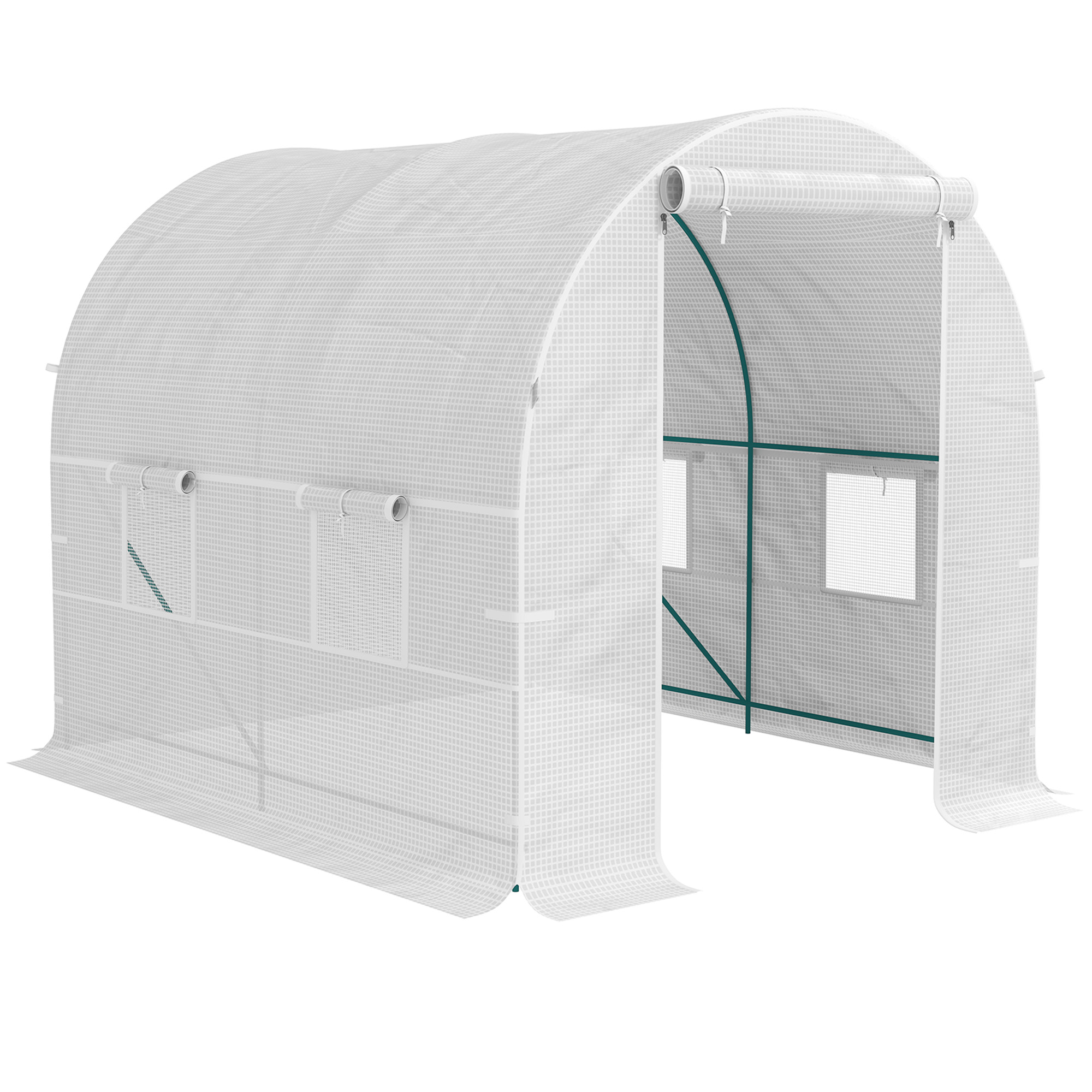 Outsunny Heavy Duty Polytunnel, Walk in Polytunnel Greenhouse with Door & Windows, Galvanised Steel Frame, 200W x 245D x 198H cm   Aosom UK