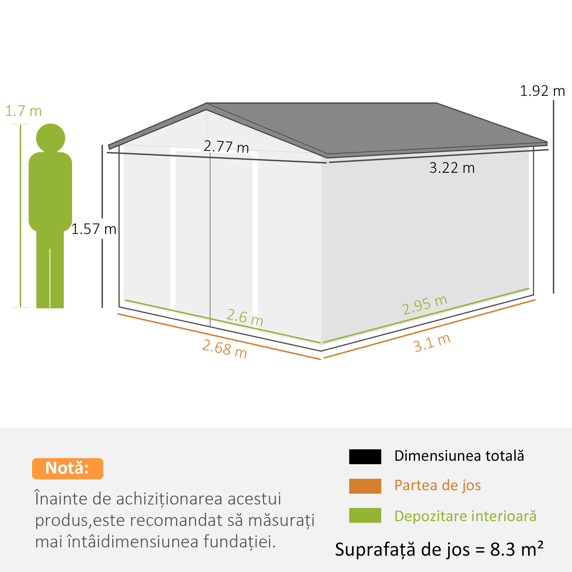  Casa de Gradina cu 2 Usi Glisante si 4 Ventilatii din Otel, 322x277x192 cm, Maro [2]