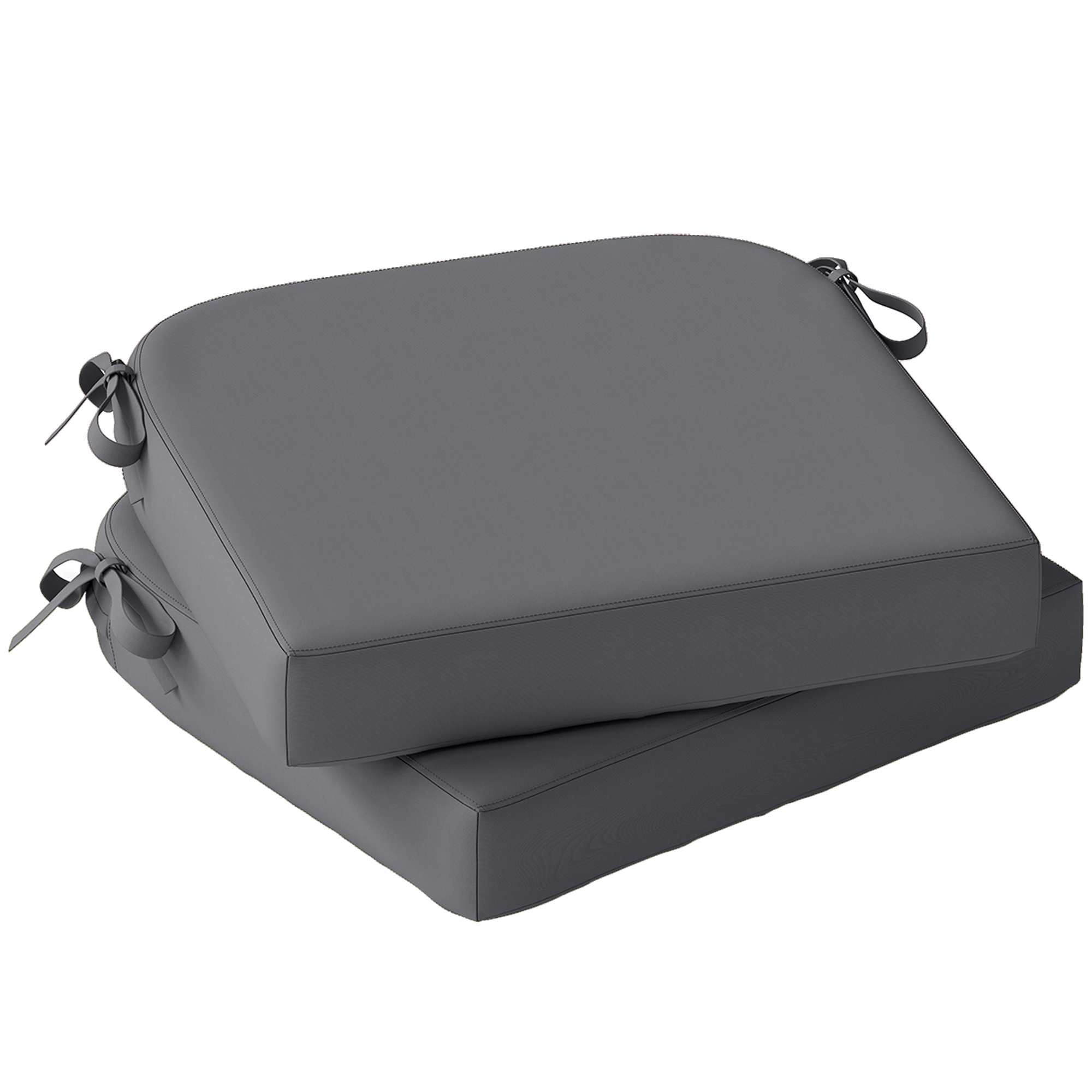 Outsunny Outdoor Chair Seat Cushions Set of 2, Garden Chair Cushions with 7cm Thick Foam & Ties, Dark Grey