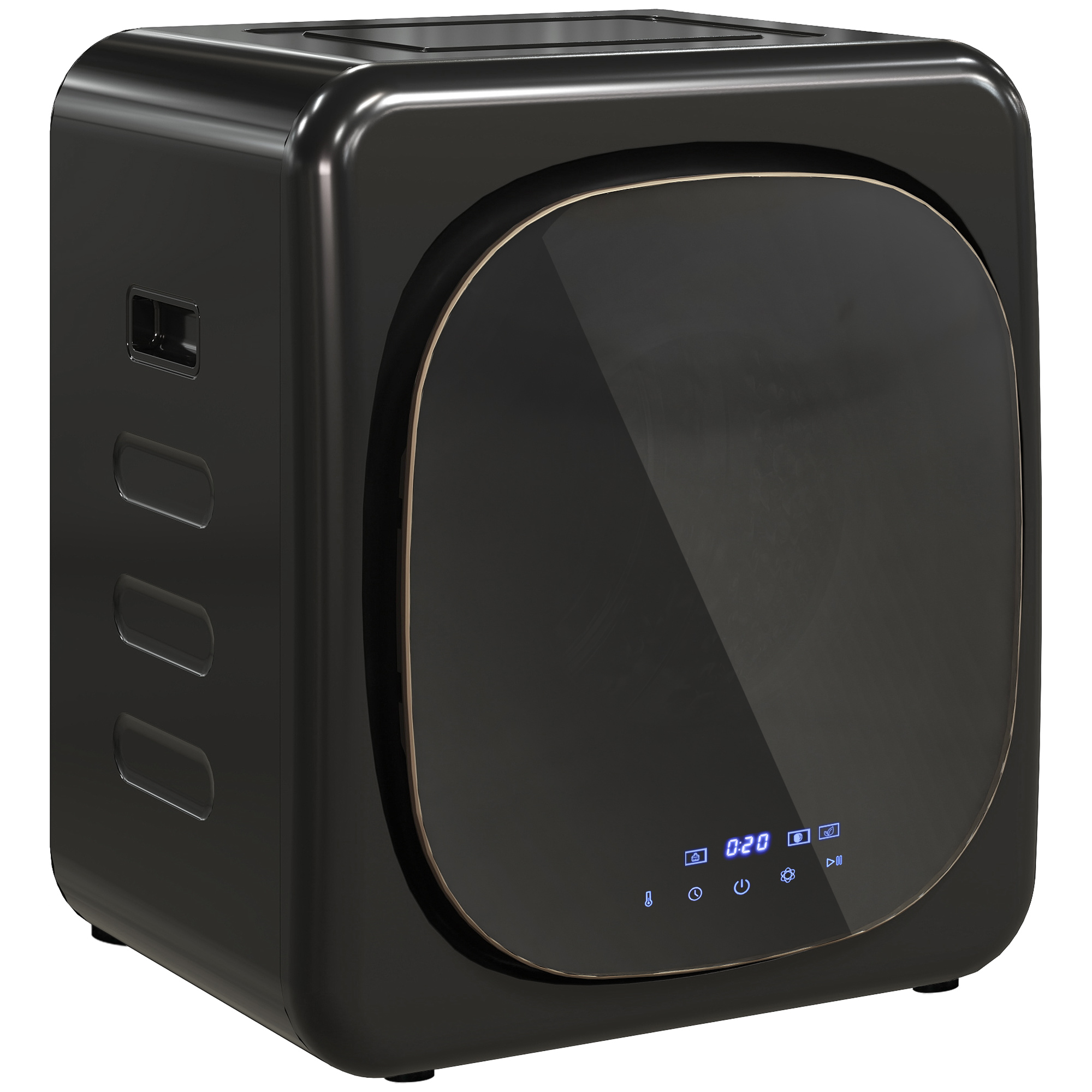 HOMCOM Mini Wäschetrockner mit 6 Programm LED-Touchscreen 4 kg bis zu 60℃, 800W Freistehend Wandmontierbar Ablufttrockner mit Überhitzungsschutz Ablufttrockner für Kleidung Schwarz Aosom