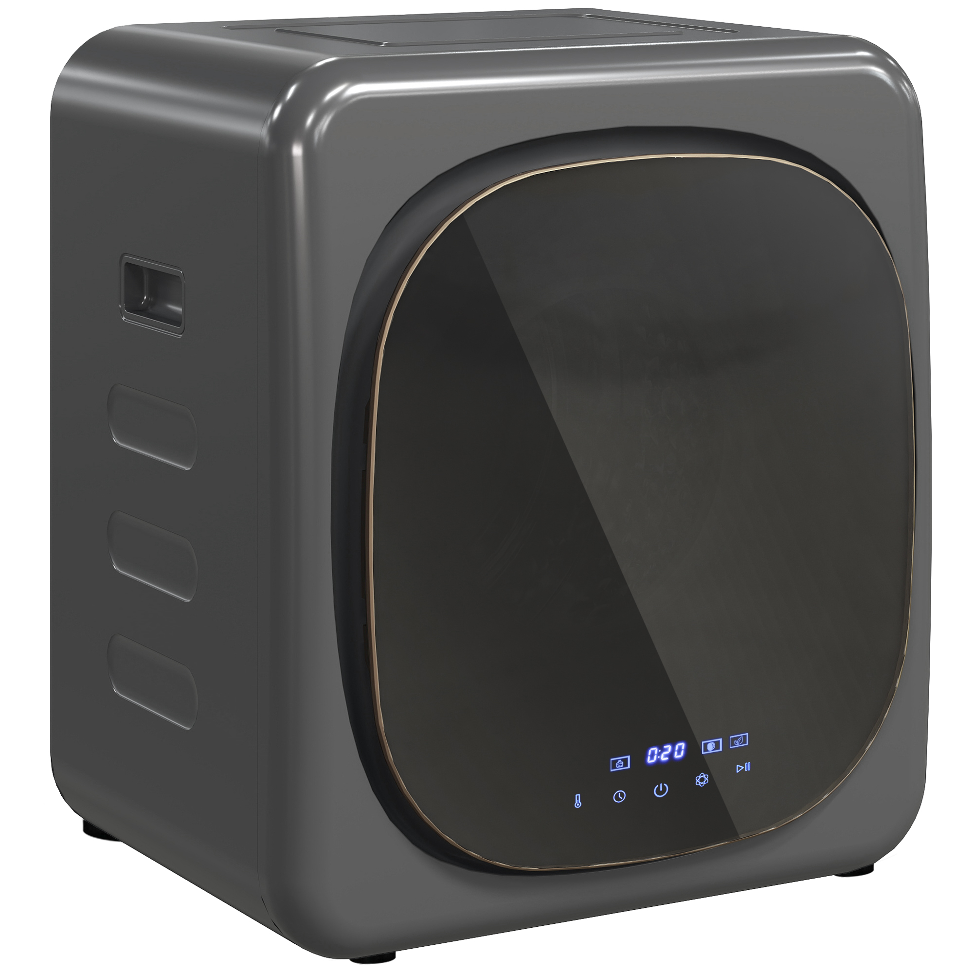 HOMCOM Mini Wäschetrockner mit 6 Programm LED-Touchscreen 4 kg bis zu 60℃, 800W Freistehend Wandmontierbar Ablufttrockner mit Überhitzungsschutz Ablufttrockner für Kleidung Grau Aosom