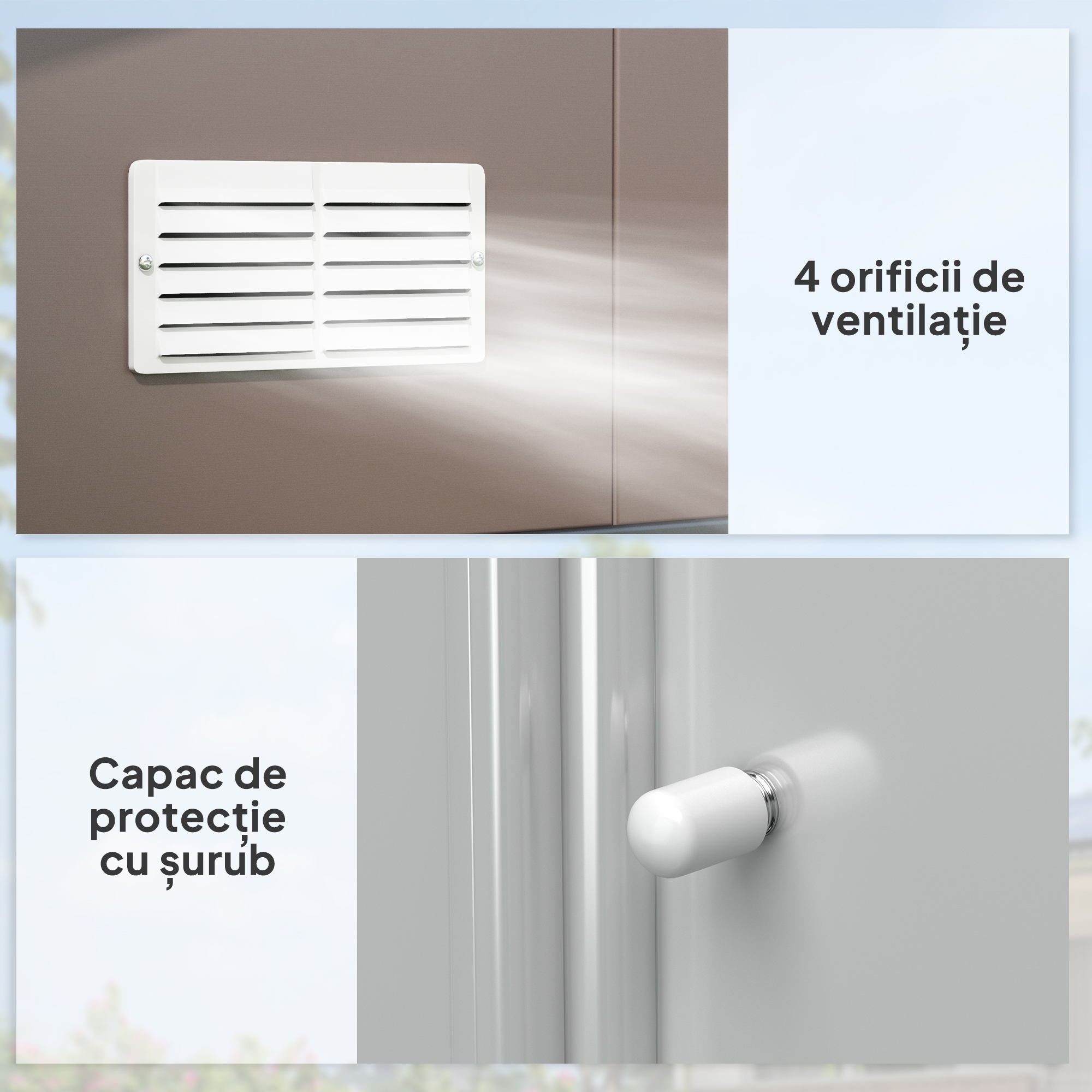  Casa de Gradina cu 2 Usi Glisante si 4 Ventilatii din Otel, 322x277x192 cm, Maro [6]