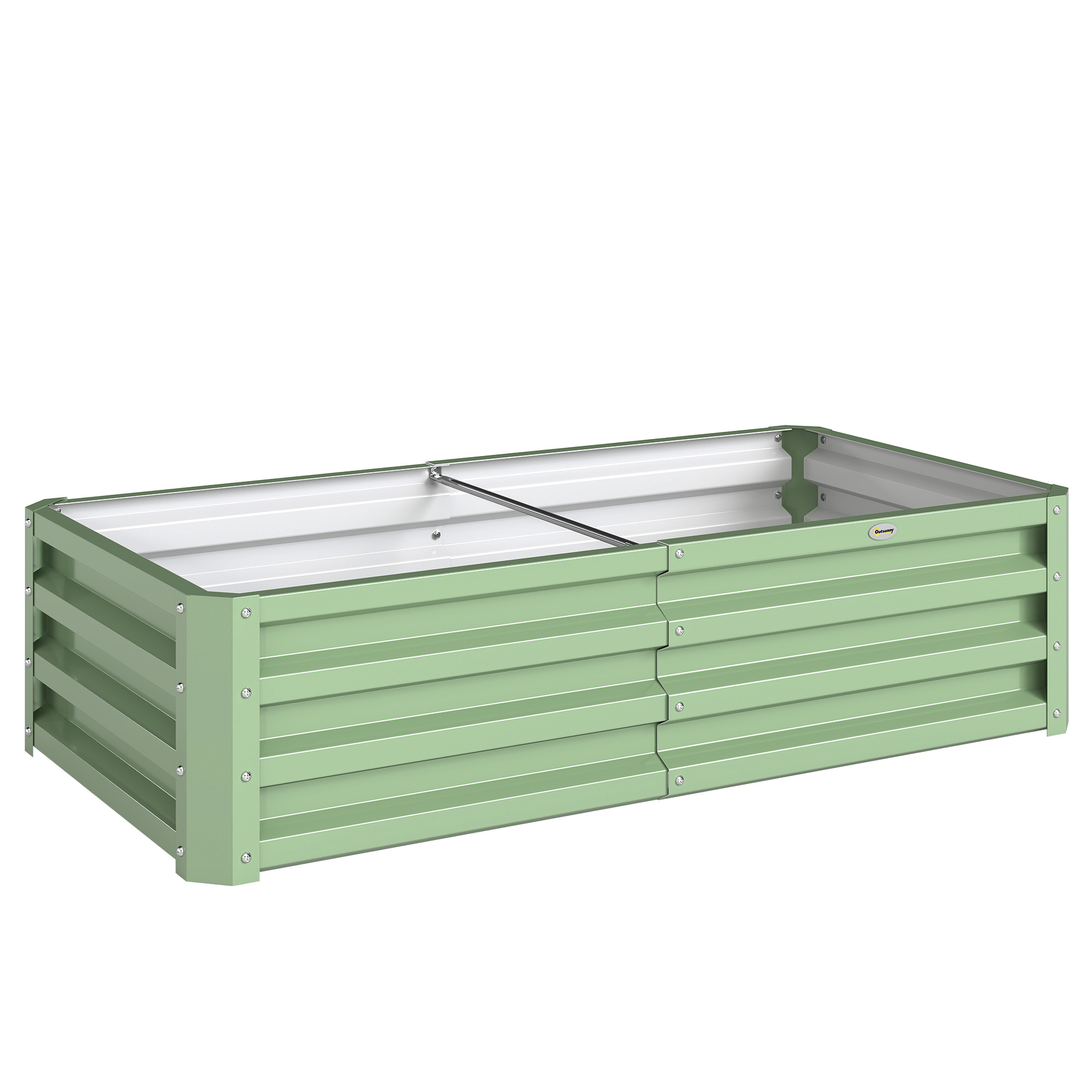 Outsunny Raised Beds for Garden, Galvanised Outdoor Planters, for Herbs and Vegetables, Use for Patio, Garden, Balcony