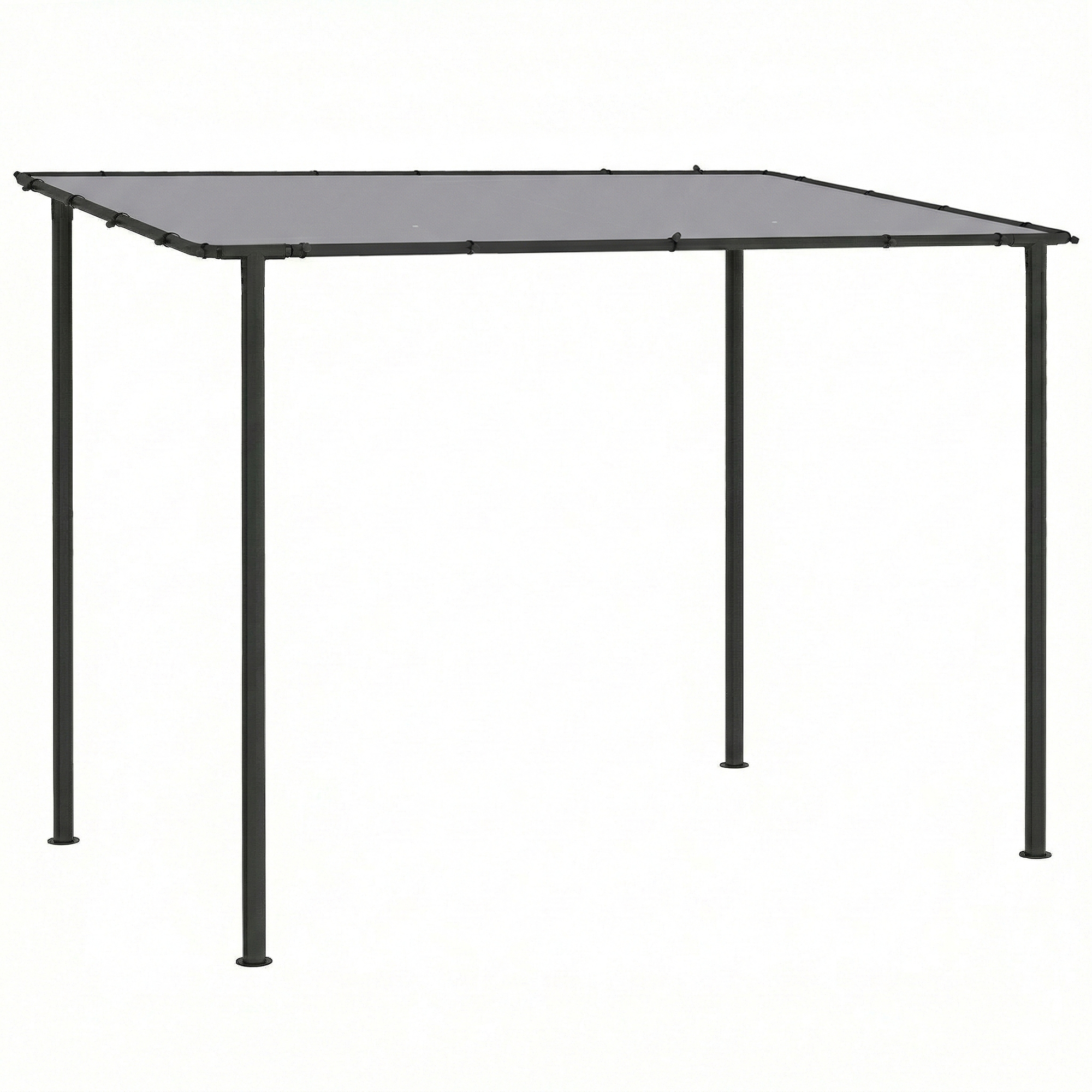 Outsunny 3 x 2 m Lean to Garden Pergola, Metal Frame Gazebo Pergola with UPF30+ Protection, Sloped Roof, Drainage Holes, Grey