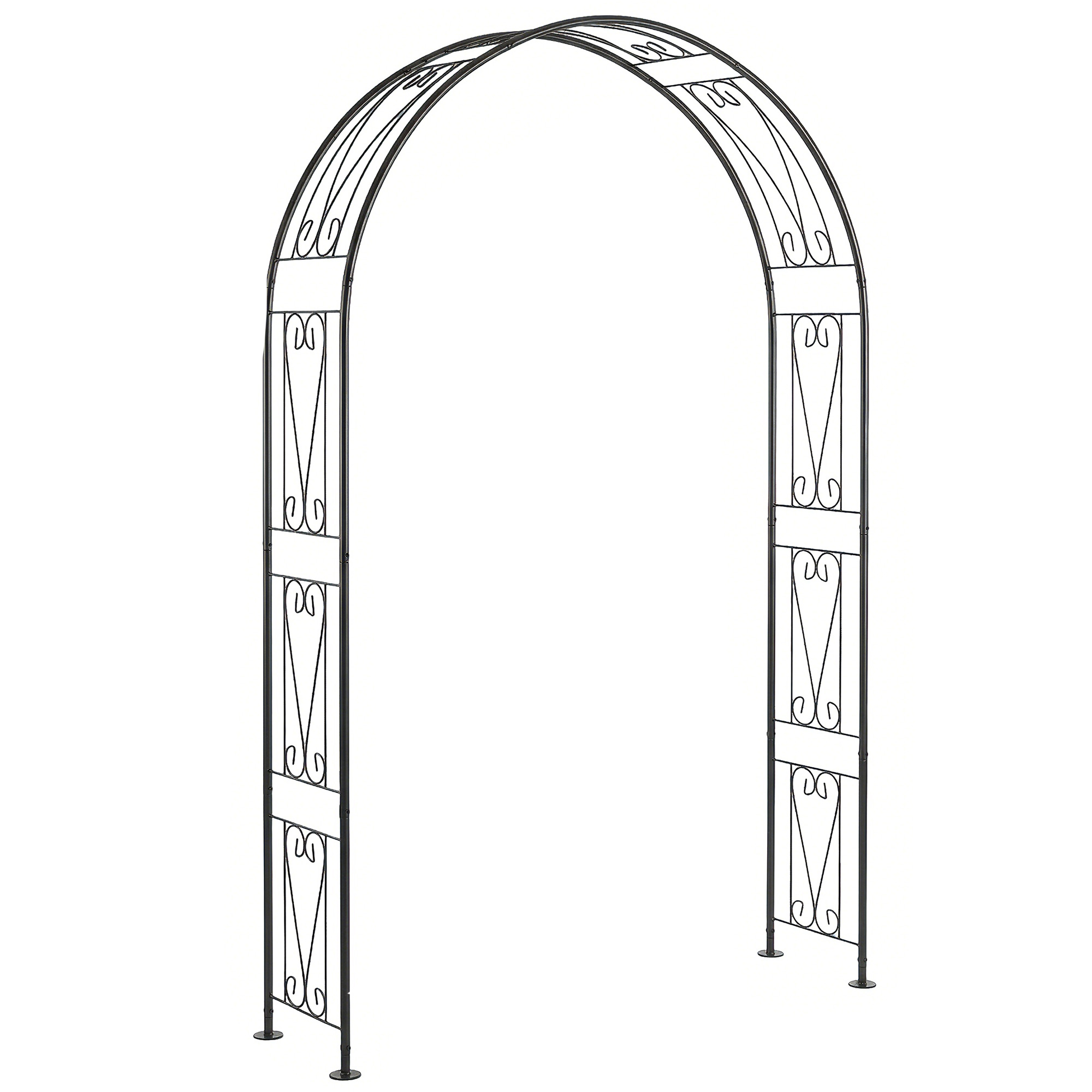 Outsunny Garden Arch, Arbour Trellis for Climbing Plants, Rose Arch for Wedding Garden Decoration, 155 x 40 x 246 cm, Black