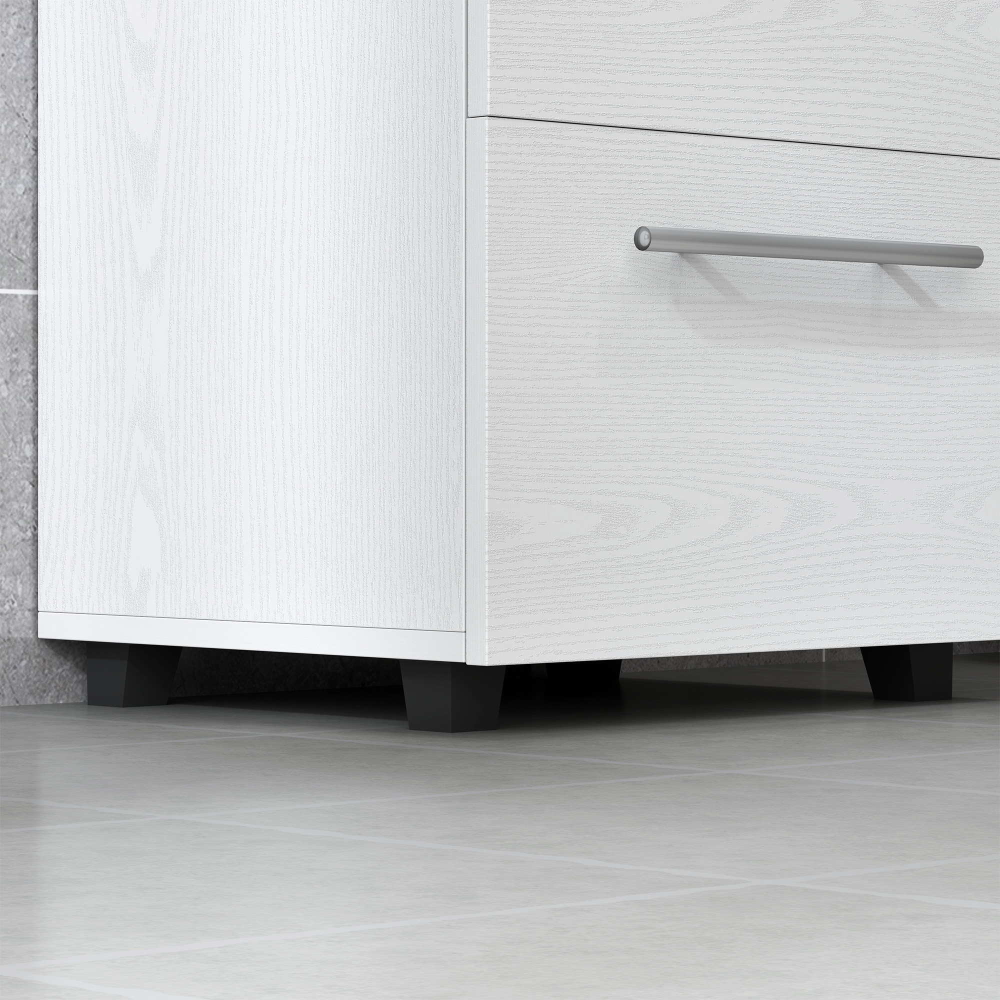  Dulap Sottolavabo pentru Baie cu Sertar si Dulap, Dulap Compact cu Decupaj in U, Mobilier Baie Modern si Economisire Spatiu, Potrivit pentru Lavoare fara Coloana, 41,5x35,5x59 cm, Alb [8]