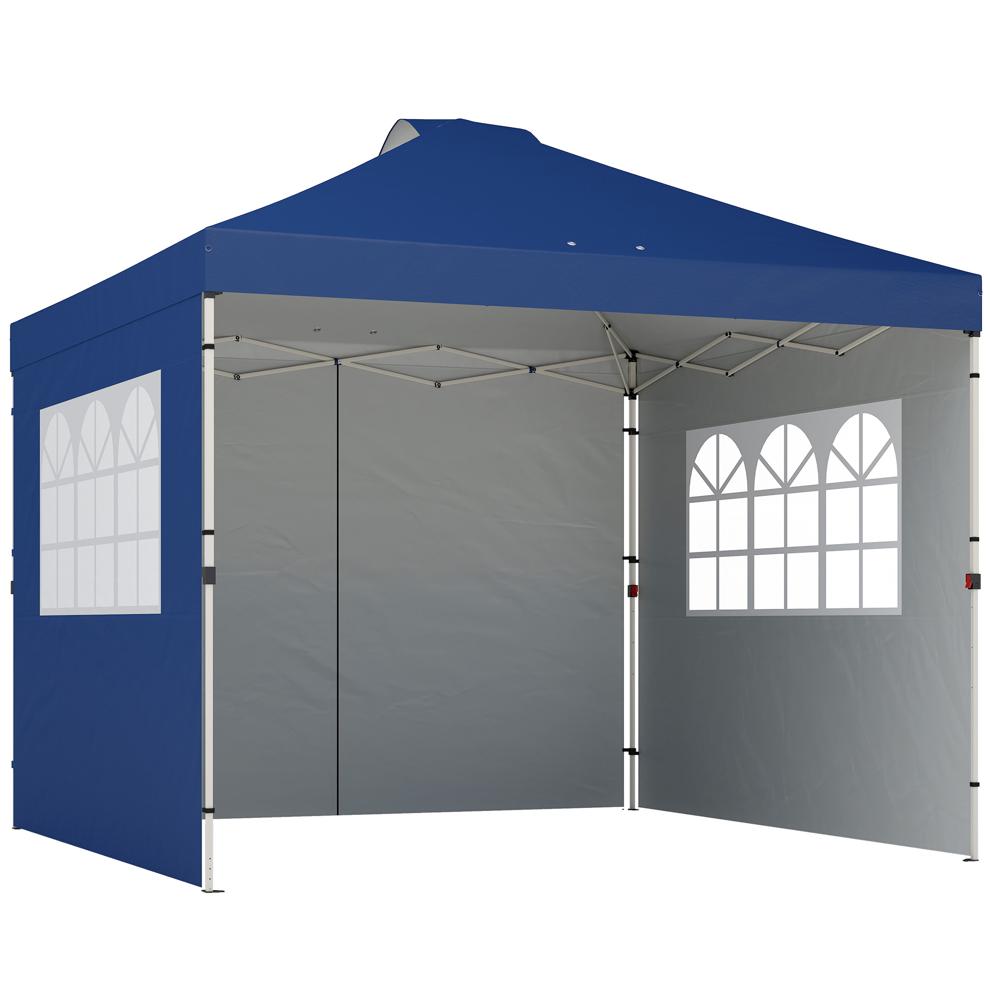 Outsunny Pop Up Canopy Waterproof Height Adjustable Gazebo with 3 Sidewalls Wheeled Bag for Parties 3 x 3 m Dark Blue