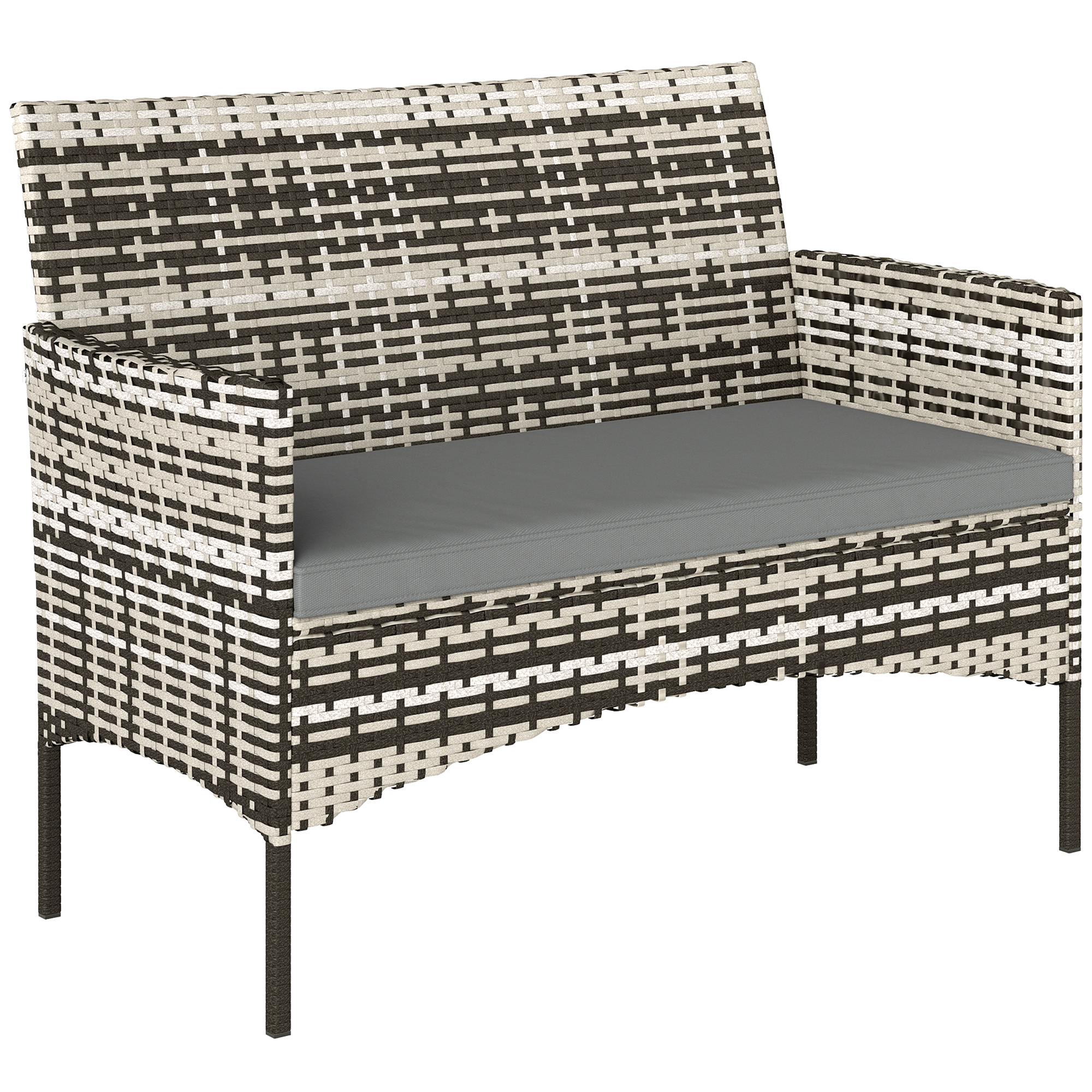 Outsunny Gartensofa 2-Sitzer Rattansofa mit Kissen Loungesofa, Wetterfest C günstig online kaufen