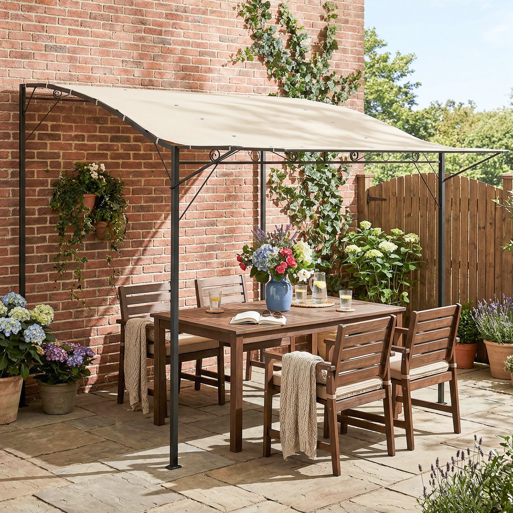 Outsunny Pergola Pavillon 3x2,5m Stahl Wasserabweisend Sonnenschutz mit ver günstig online kaufen