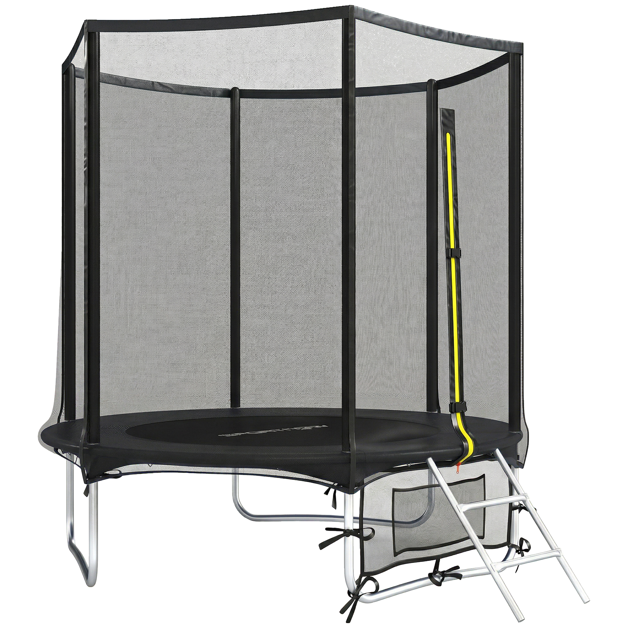SPORTNOW Trampoline Extérieur Ø183 cm Trampoline pour Enfants +6 Ans Adultes avec Filet de Sécurité Échelle de 2 Marches Noir