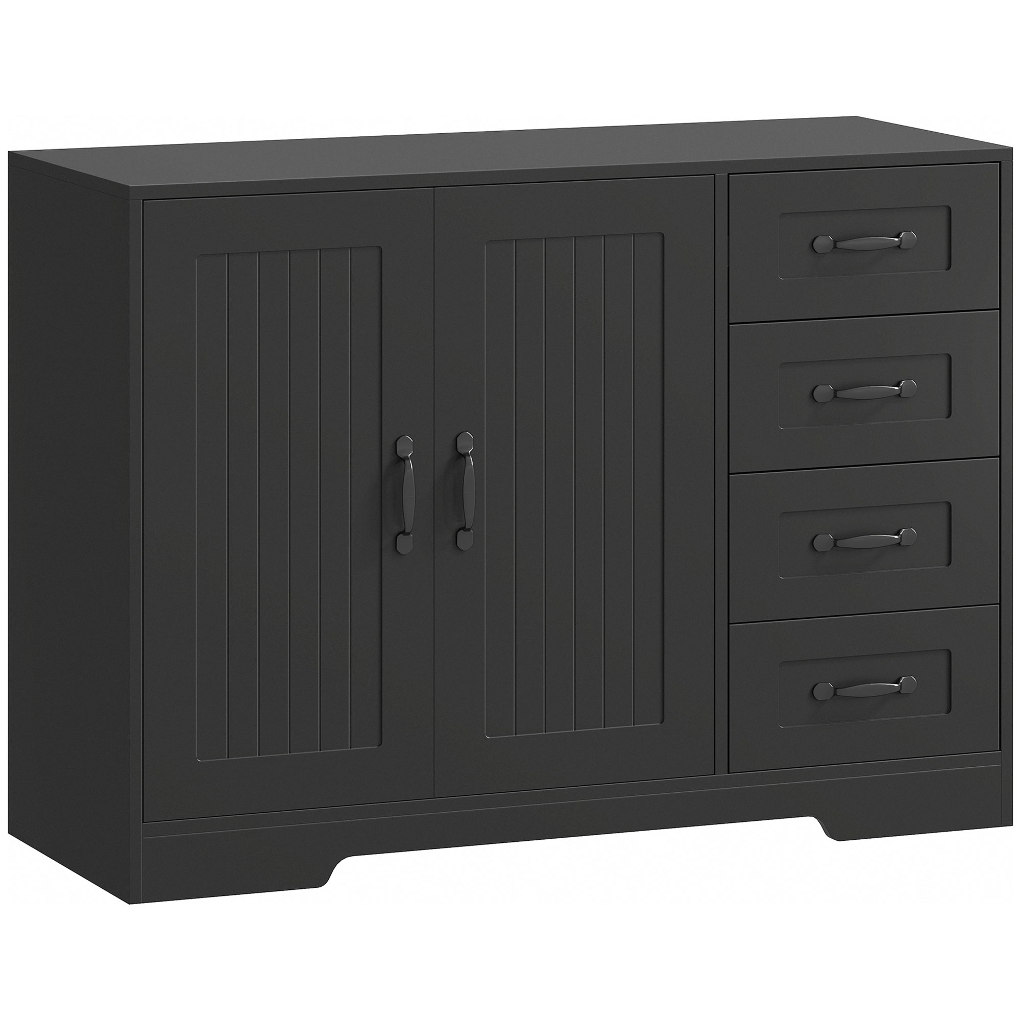 HOMCOM Szafka boczna, komoda, nowoczesny styl, 4 szuflady, 1 szafa, 105 x 40 x 76 cm, Czarny