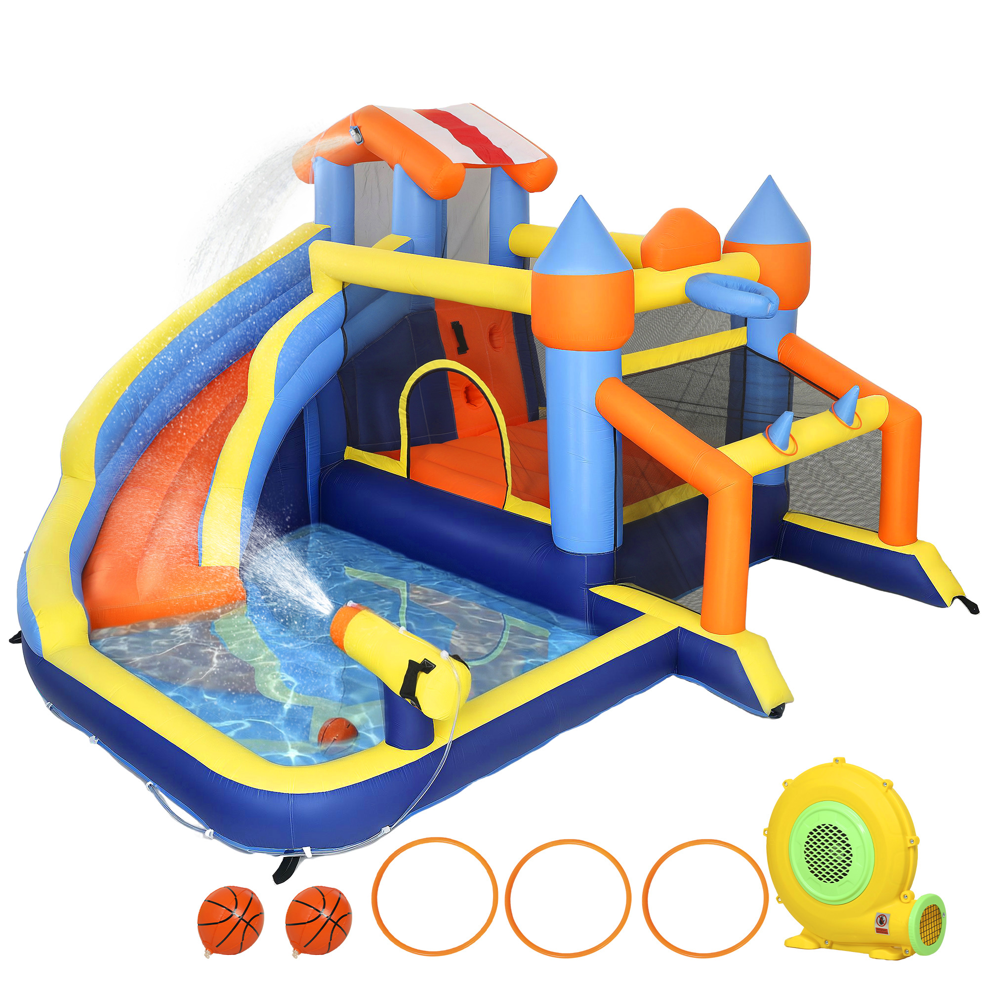AIYAPLAY Bouncy Castle for Kids, Inflatable Bounce House with Slide, Pool (Ball Pit), Climbing Wall and Blower for Outdoor