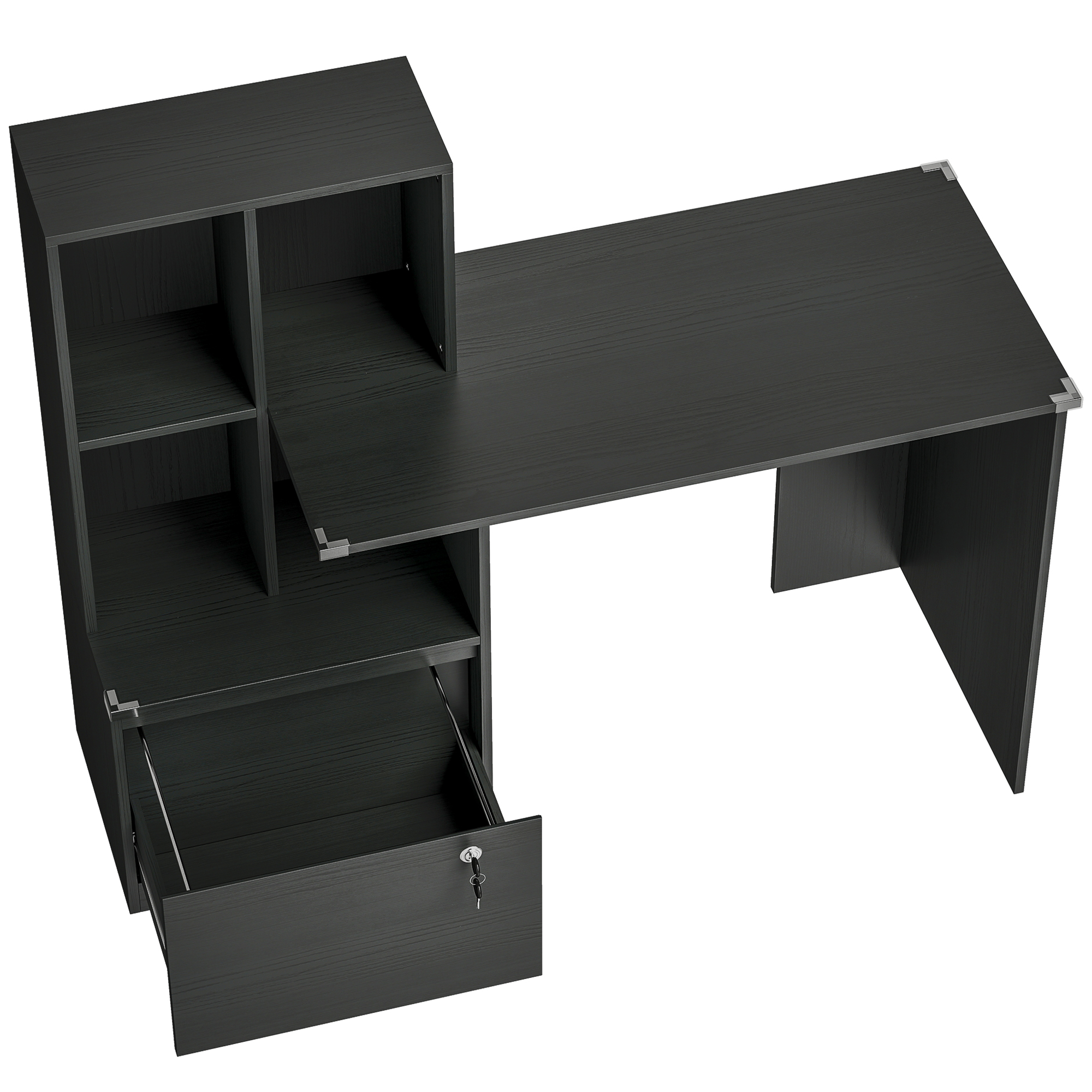 HOMCOM Escritorio para ordenador con estantería 126x50 cm negro