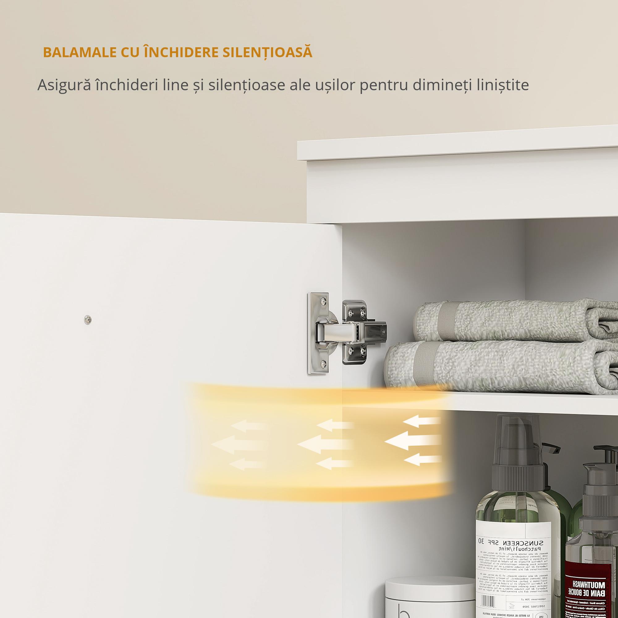  Masca Lavoar cu Dulap, 3 Sertare si Soft Close, Alb [6]