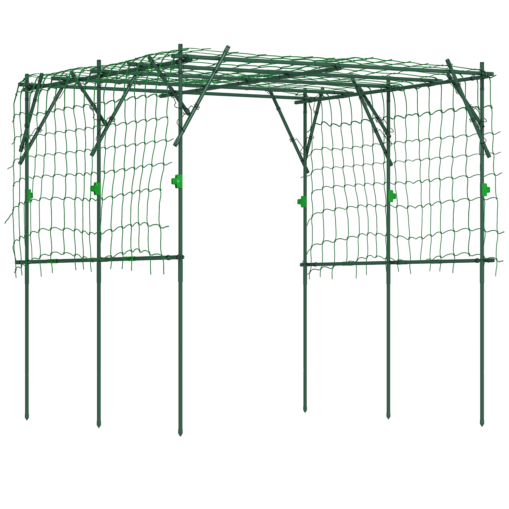 Outsunny Ranking z odpornego na rdzę stali do montażu, wspornik dla pnących roślin, Aeroż 223 x 223 x 223 cm, Łuk na róże Zielony