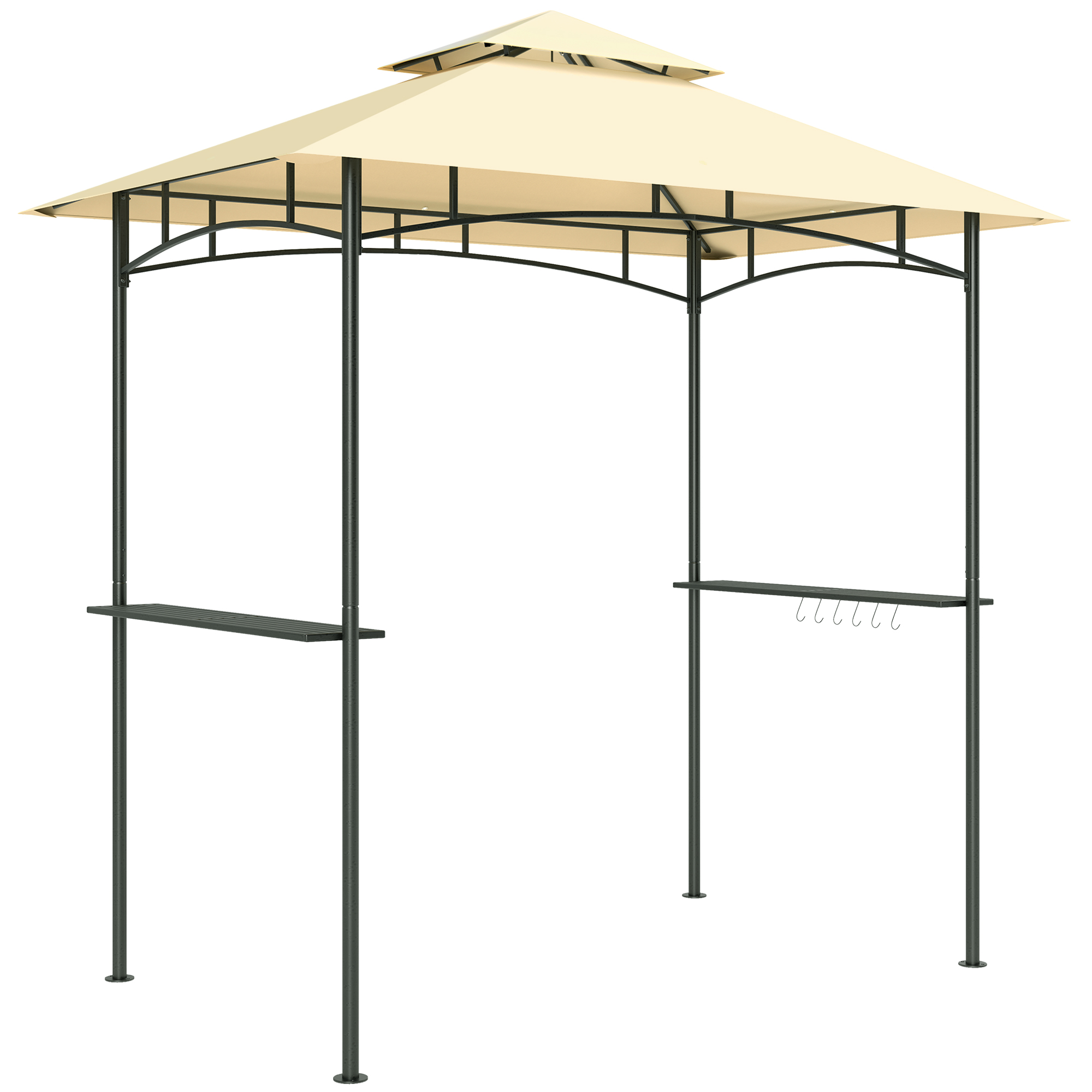 Outsunny Pawilon Grillowy z Oświetleniem LED 240 x 150 x 258 cm Odporny na Wodę i Ogień, Pergola z Podwójną Warstwą Dachu