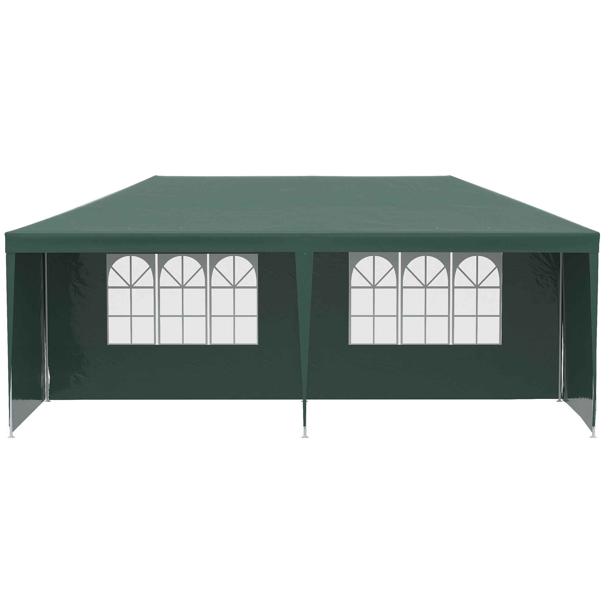 Outsunny Tonnelle de jardin, tente de réception avec Fenêtres et parois latérales amovibles, pour fêtes et mariages, 6 x 3 m Vert
