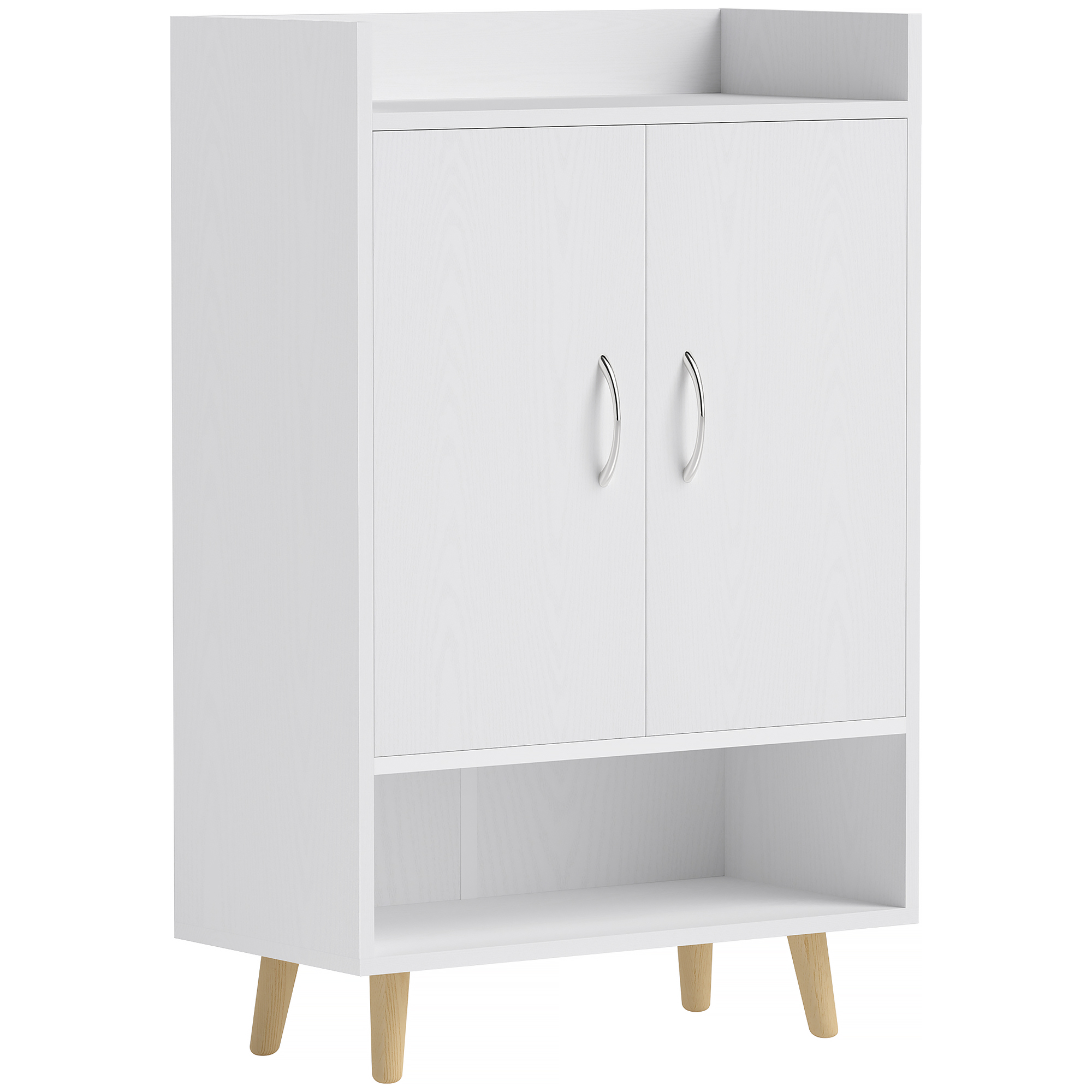 HOMCOM Nowoczesna biała szafka na buty z drzwiami i półkami, idealna do korytarza, 60 x 30 x 92 cm