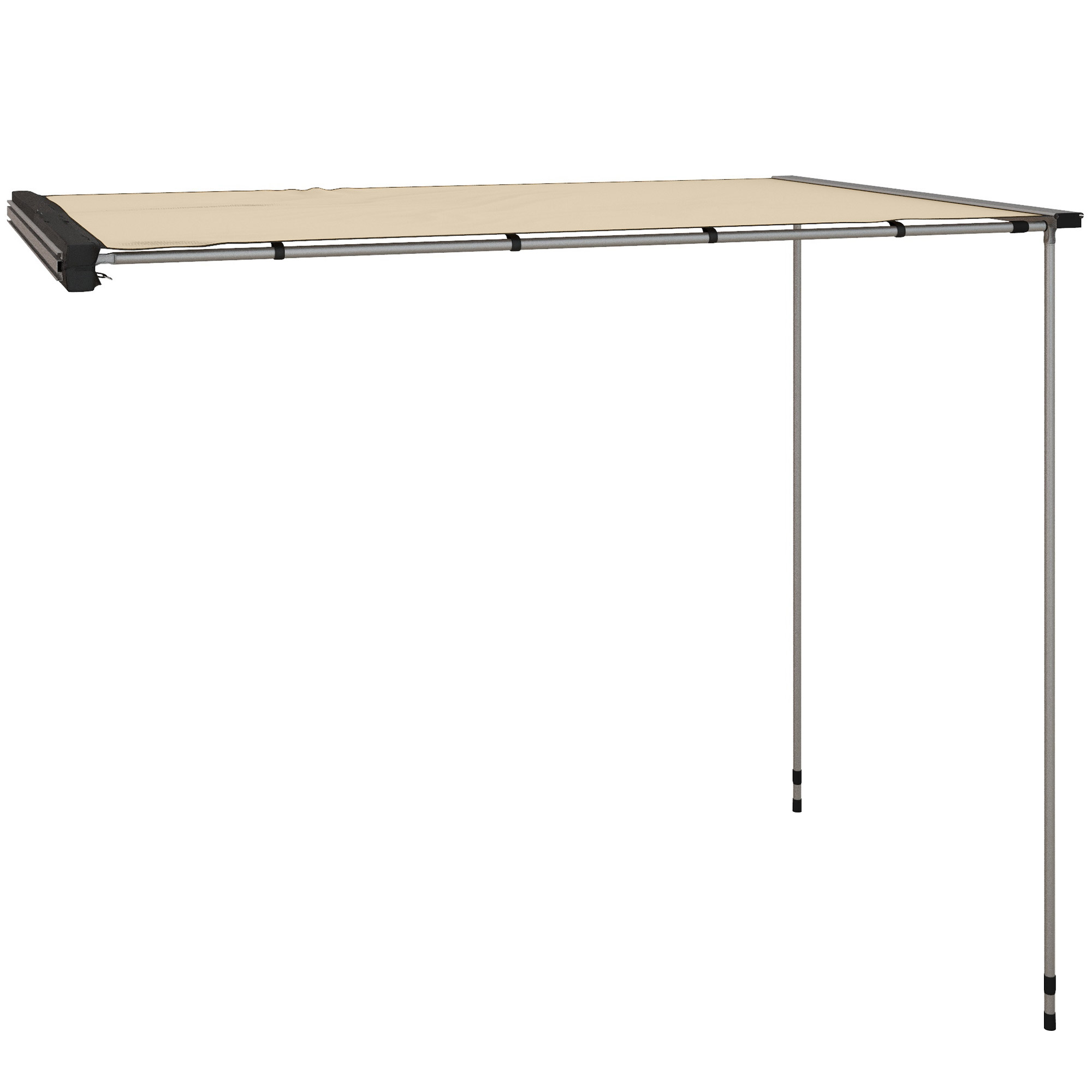 Outsunny Markiza boczna samochodowa, regulowana wysokość, 160 x 250 x 125-225 cm, Khaki