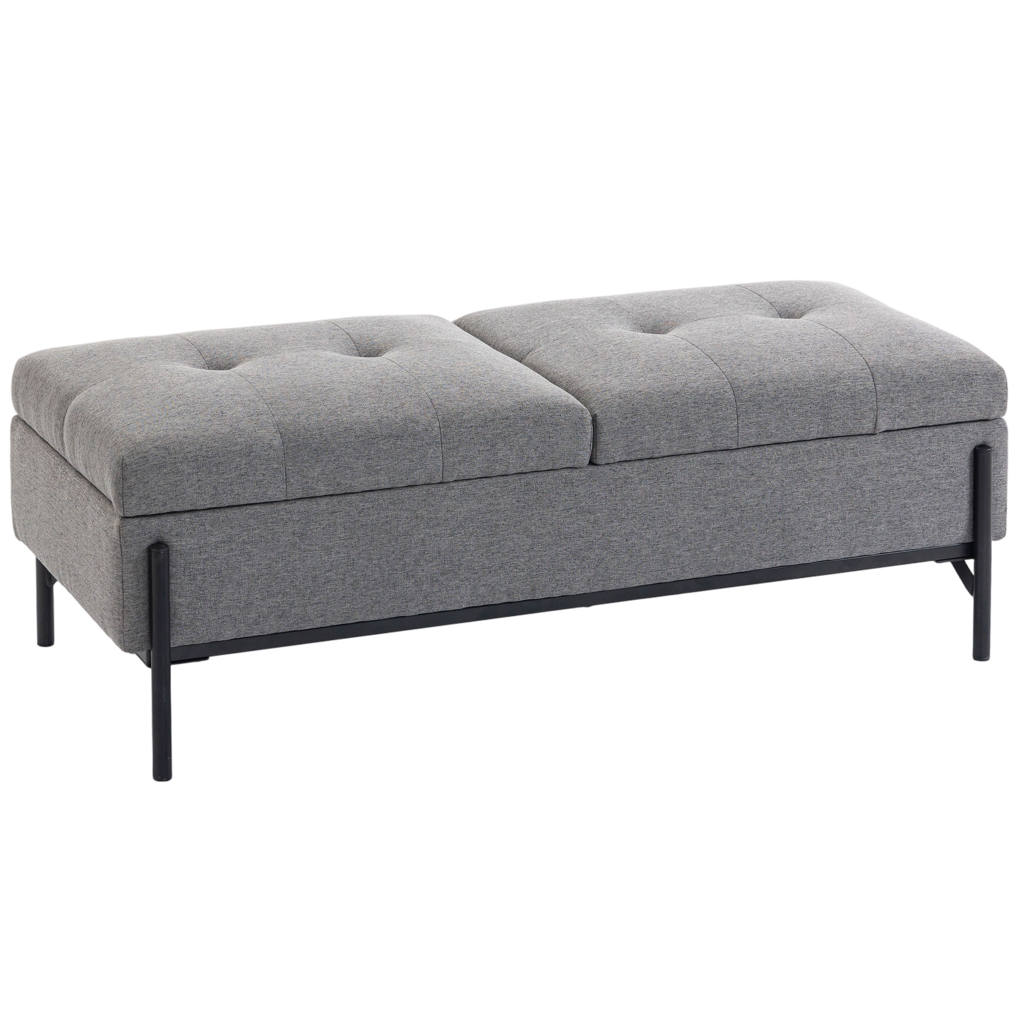 HOMCOM Opbergbank van linnen, bedbank met 2 compartimenten, klapdeksels en extra dikke bekleding, 117 x 50 x 44 cm