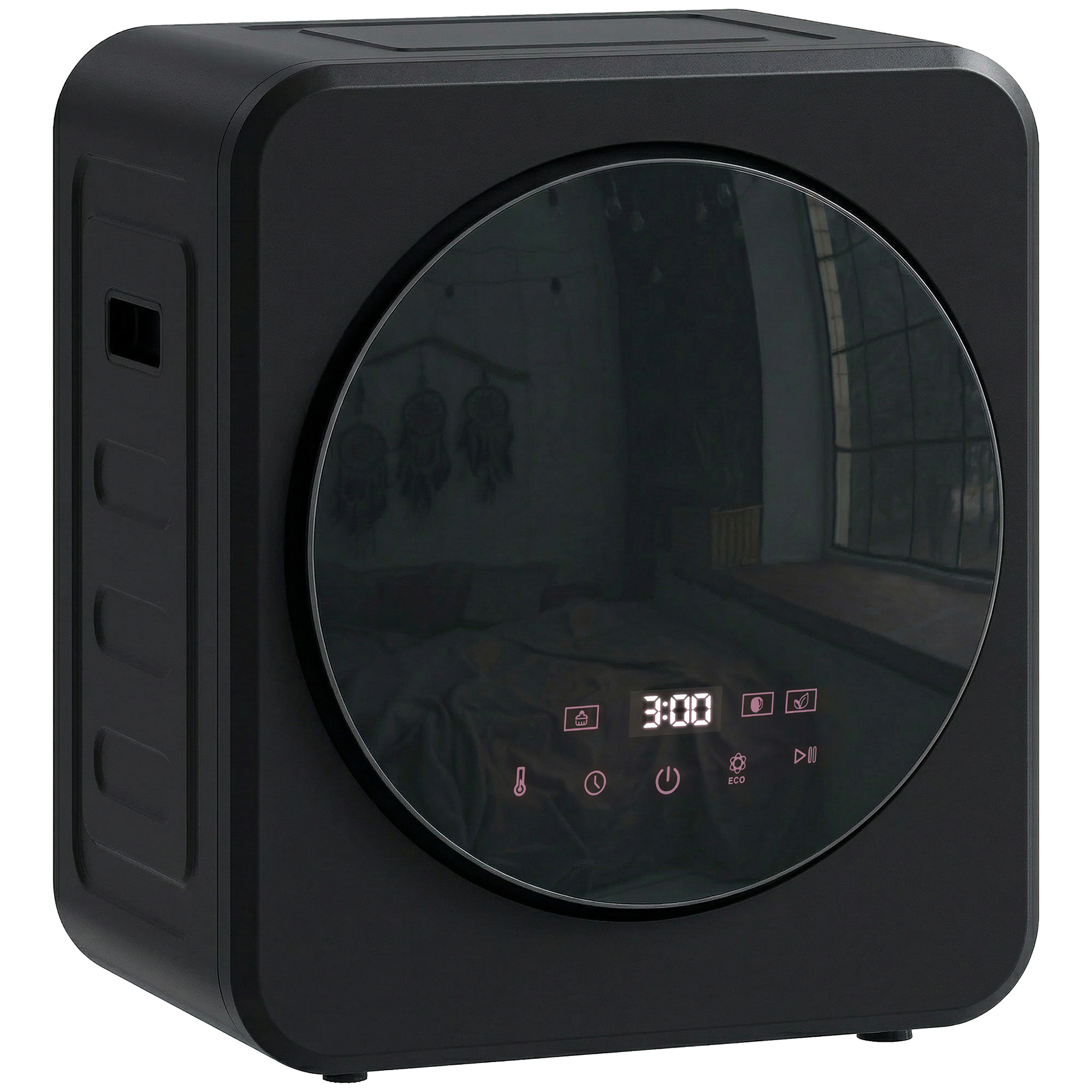 HOMCOM Vented Tumble Dryer, 4 kg Front Tumble Dryer with Stainless Steel Tub, 800W Compact Freestanding Black