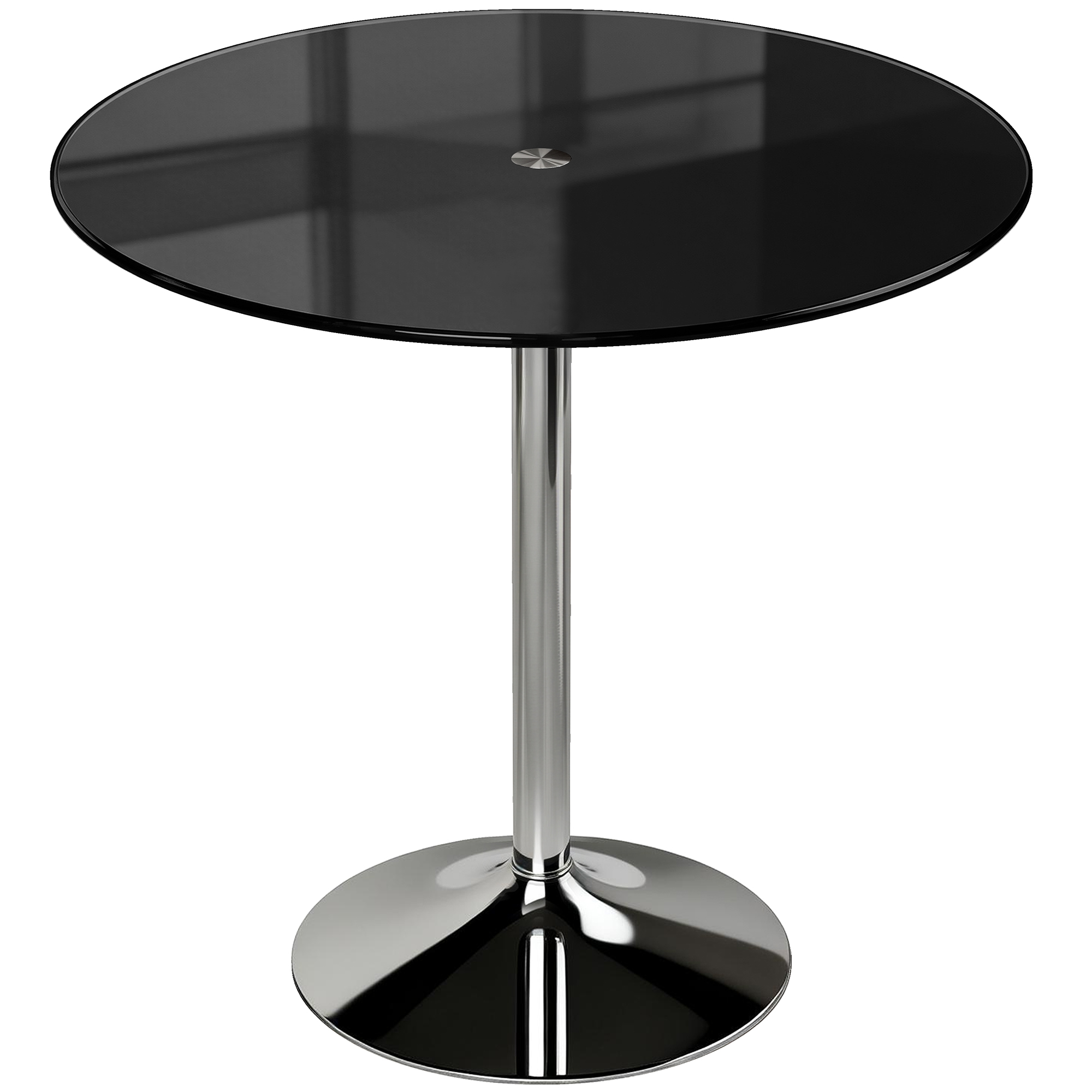 HOMCOM Round Bar Table, Modern Dining Table with Tempered Glass Top and Steel Frame for 4, 80 x 80 x 77cm, Black