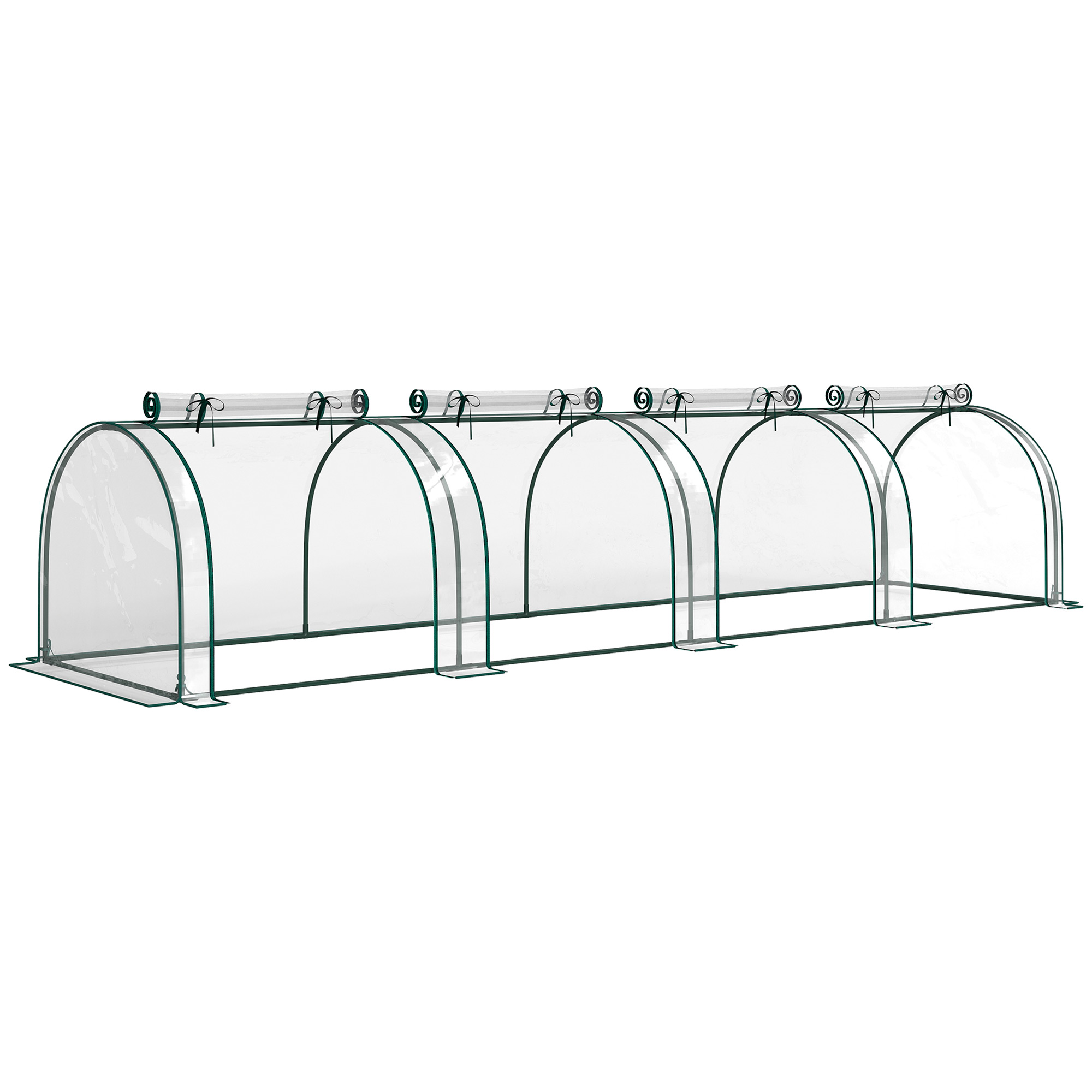 Outsunny Foliengewächshaus Treibhaus Gewächshaus mit Tür Frühbeet Pflanzenaufzucht Pflanzenhaus Folie Stahl PVC Transparent 395 x 100 x 80 cm Aosom