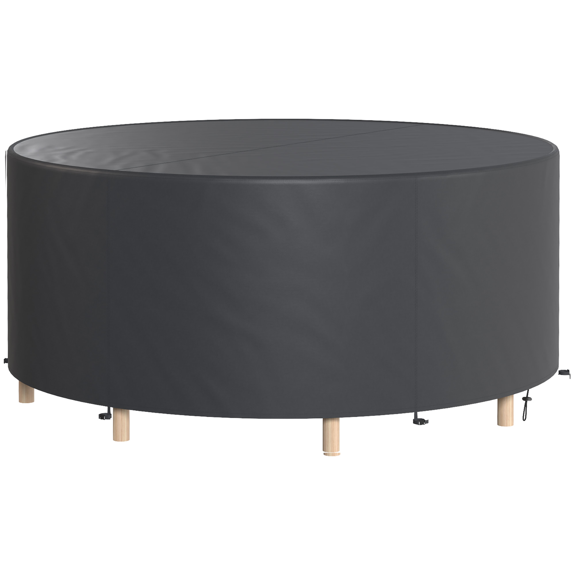 Outsunny Housse de mobilier de jardin imperméable pour table ronde, tissu Oxford 420D pour jardin extérieur, Ø200 x 80 cm, noir