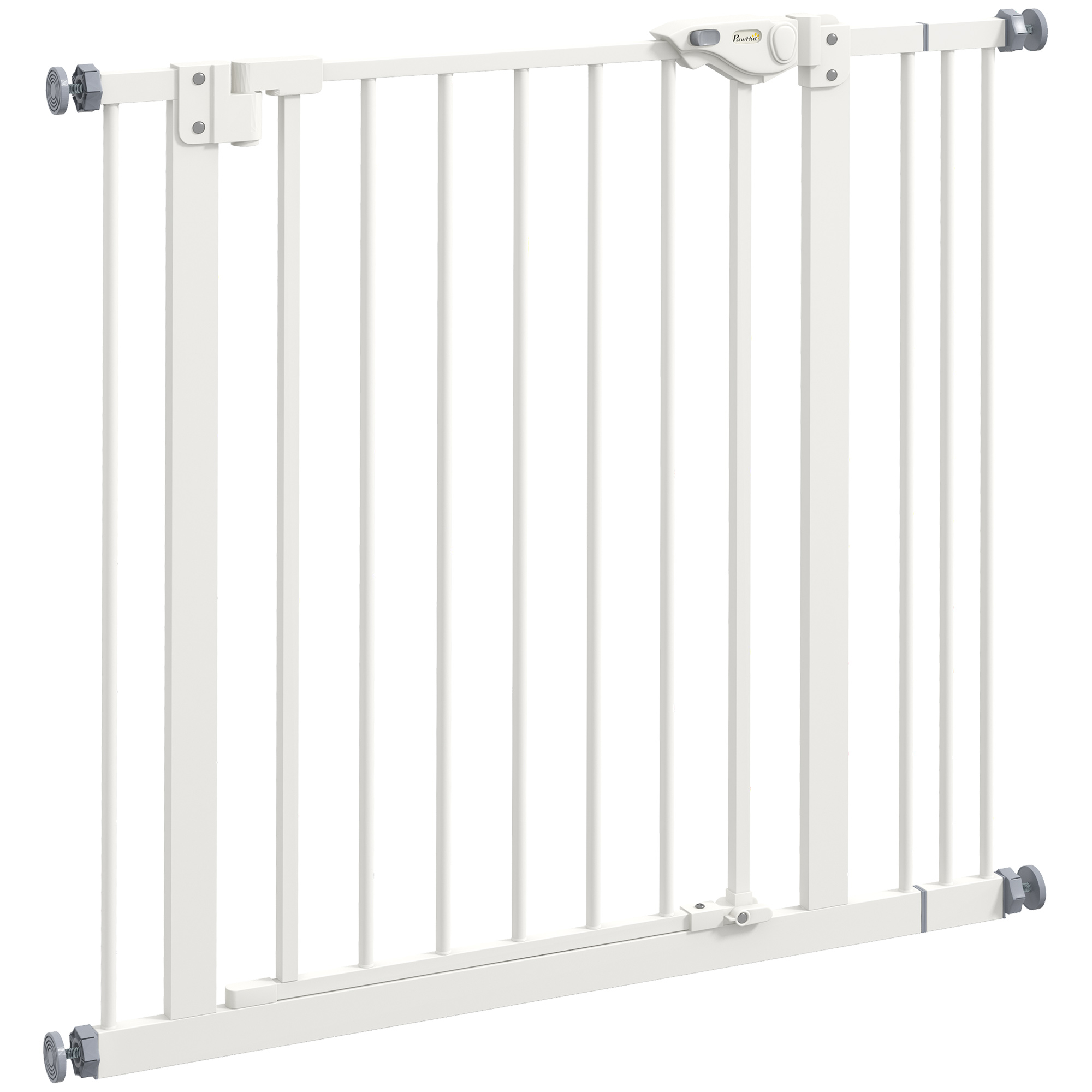 PawHut Bramka Ochronna dla Psów, Absperrgitter, Bramka dla Zwierząt, Metal, Tworzywo Sztuczne, 74-87 cm, Biały